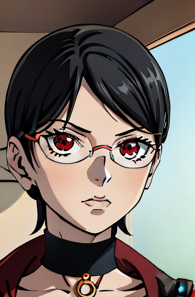 A stunning depiction of Sarada Uchiha from the Naruto anime, com cabelos curtos e um vestido sensual que destaca sua feminilidade, cabelos negros brilhantes, olhos vermelhos penetrantes, um sorriso cativante, black clothes and red glasses that enhance your beauty, peito voluptuoso e roupas sensuais com detalhes impressionantes, fundo interno ricamente detalhado com o Mangekyou Sharingan em destaque, Fashion photography style with a high resolution camera and portrait lens, --AR 16:9 --V 5 Sarada Uchiha, cabelos curtos, vestido sensual, feminilidade, cabelos negros brilhantes, olhos vermelhos penetrantes, sorriso cativante, roupas pretas, red eyewear, beleza, peito voluptuoso, roupas sensuais, detalhes impressionantes, fundo interno, Mangekyou Sharingan, estilo de fotografia de moda, High-resolution camera, lente retrato, ambiente interno, atmosfera envolvente, rendering technique, CAMERA MODEL, Technical details Brilliant, sedutora, envolvente, sensual, impressionante, cativante, detalhado, Highlighted, ricamente detalhado, alta resolução, retrato, technical