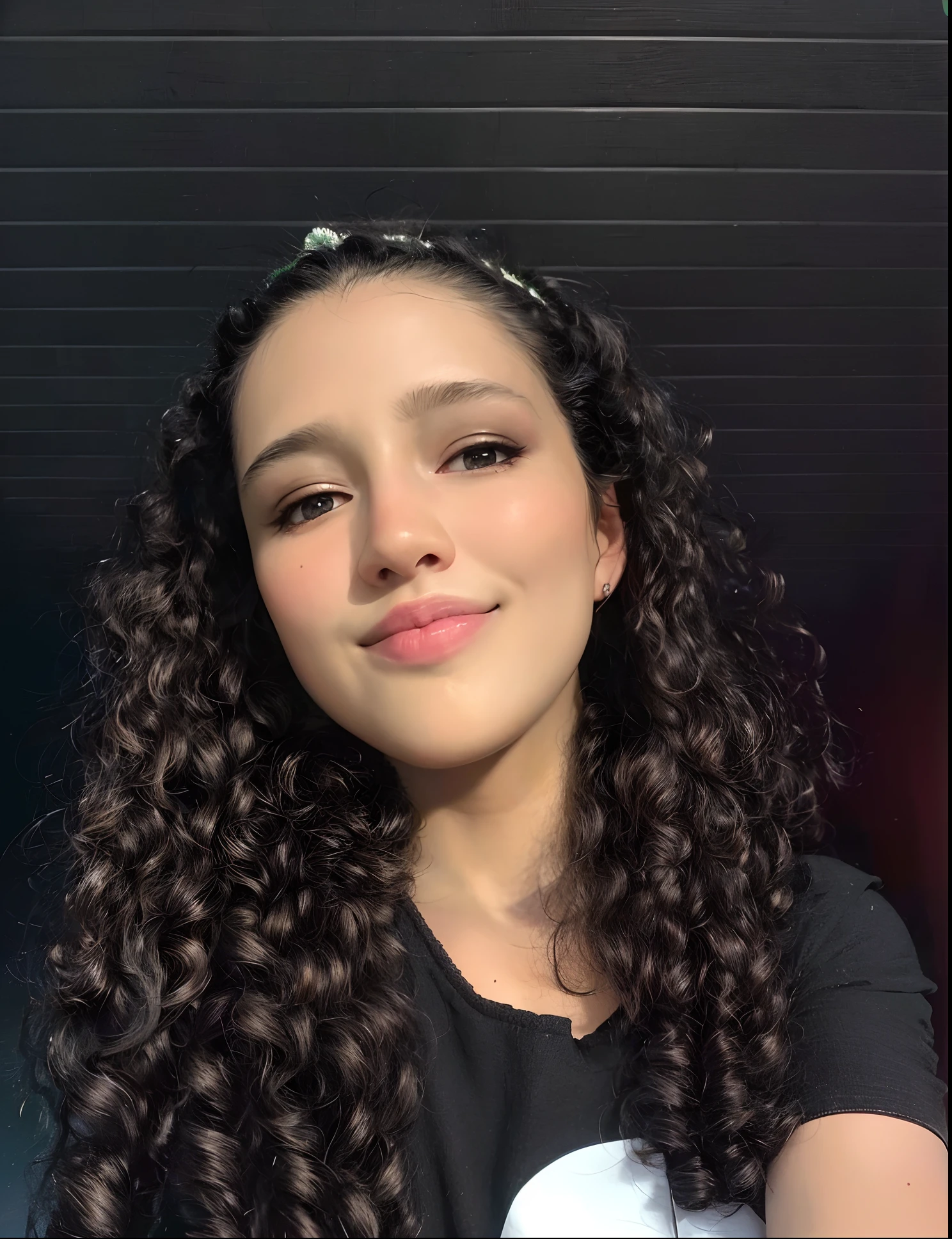 (8k), (best quality), (masterpiece: 1.2), (realistic), (photorealistic: 1.37), ultra-detailed, (kiss), 1girls, cute, smile, long_hair black white curly,green plants, beautiful detailed eyes, beautiful detailed nose, full body, huge breasts, dalcefo, pigsney, woman, white hair