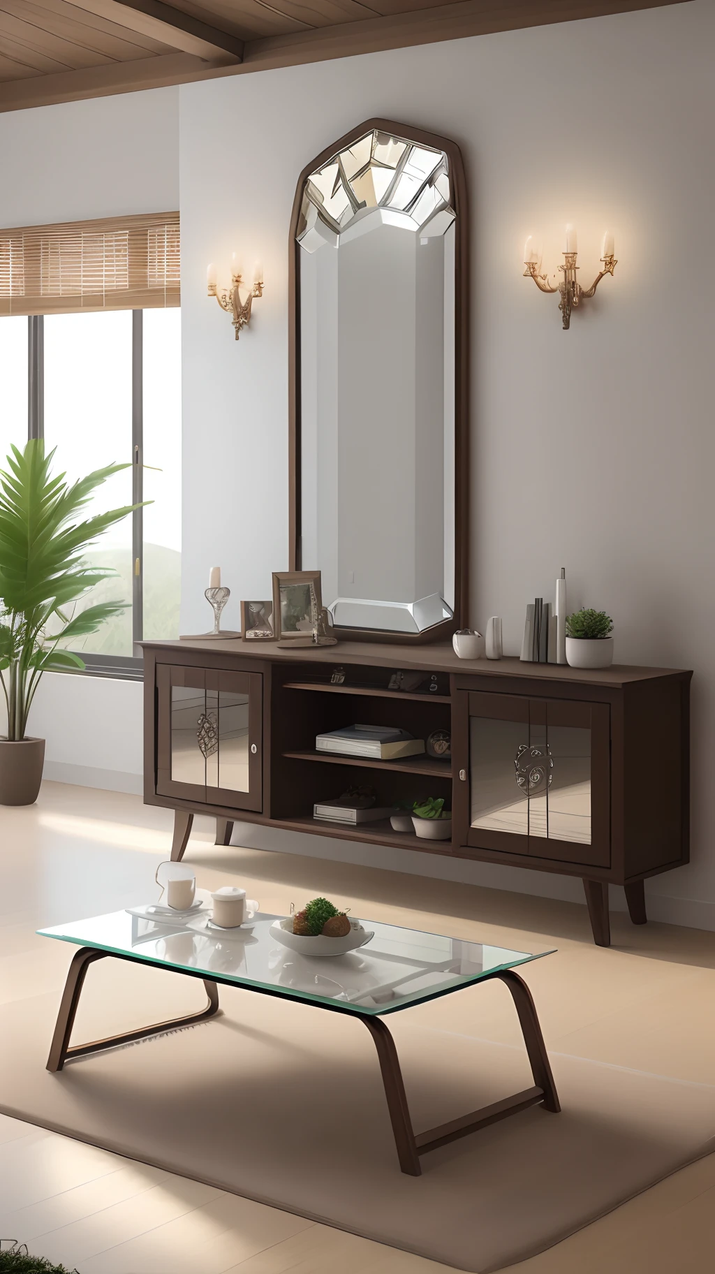 Coffee tables connect landscape palm trees mirror crystal bright technology wall led Phoenix