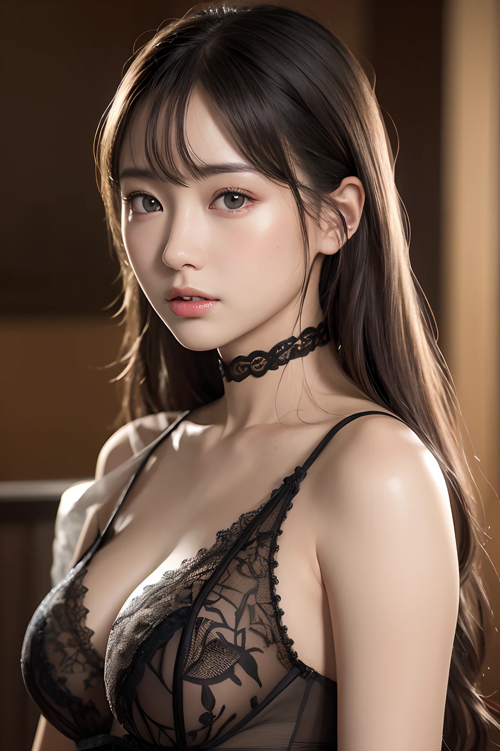 best qualityer、tmasterpiece、超高分辨率、Realistic、1 rapariga、glowy skin、((hyper realistic detailed))、Global illumination、8K、huge tit、High intricate details、Realistic light、shinning eyes、Ultra-thin transparent lace,Silver glasses,Juvenile