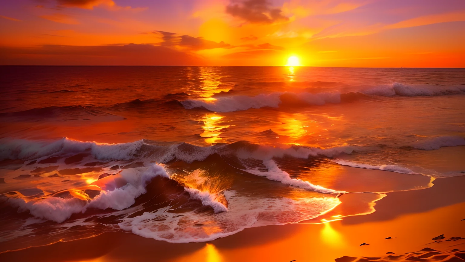 arafed view of a sunset over the ocean with waves, which shows a beach at sunset, sunset at the beach, the most beautiful sunset, beach sunset background, sunset on the beach, golden sunset, on the beach during sunset, at the beach on a sunset, golden hour time, at the golden hour, in a golden sunset sky, warm beautiful scene