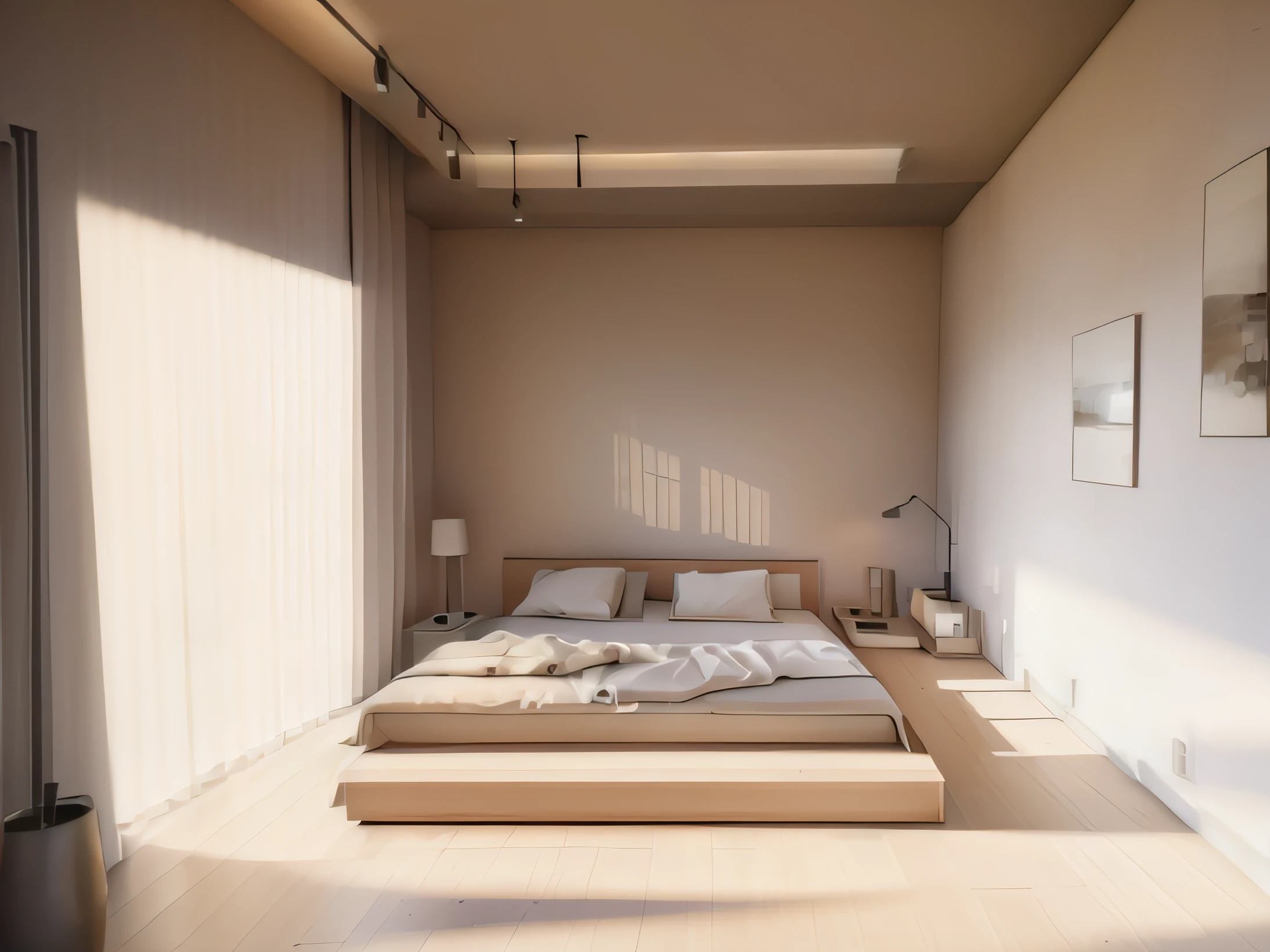 there is a bedroom with a bed and a large window, rendered in unreal 5, rendered in lumion pro, architectural visualisation, detailed archviz render, rendered in pov - ray, archviz, lumion render, enscape render,