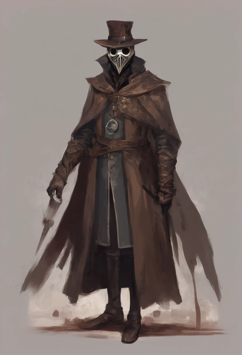 A doctor from the time of the scary plague with medieval clothes and the classic mask of the time with the pointed beak.