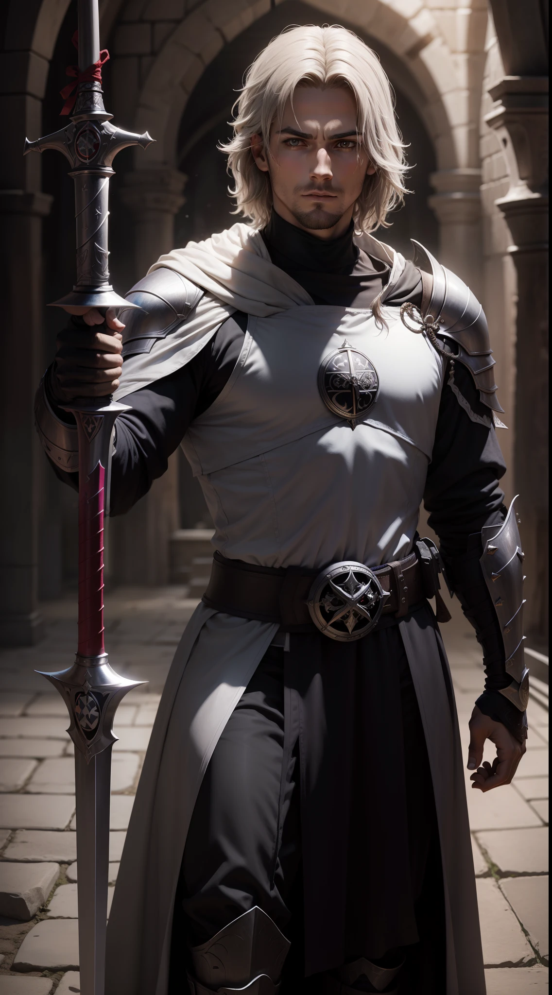 Knight Templar in armor holding his sword