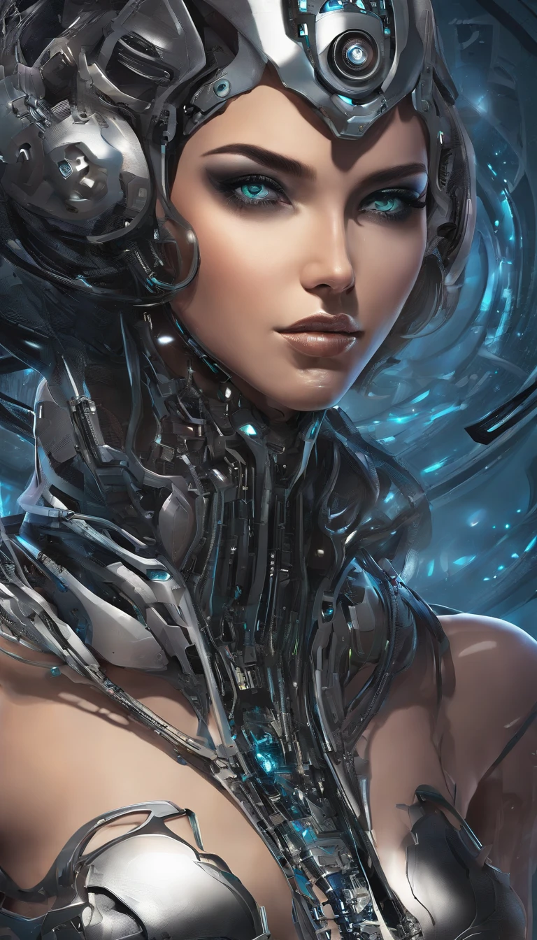 Beautiful cyborg warrior woman in rusty magic style, aumento cyberpunk, Cyber Software, ciborgue, fibras de carbono, cromar, Implantes, metal skull, Cyber Plate Armadura, (atmosfera escura:1.2), (nevoeiro & smoke billowing), (It's dark night:1.3), As cicatrizes, (medium length shaggy dark hair:1.1), (sombras para os olhos:1.1), (brilho lindamente detalhado:1.2), (Cinematic lighting), detalhes intrincados, A high resolution, olhos arredondados, detailed facial features, foco nítido, liso, aesthetic, Fundo escuro detalhado da planta industrial, pose estilosa, dynamicposes, (dramapaint)