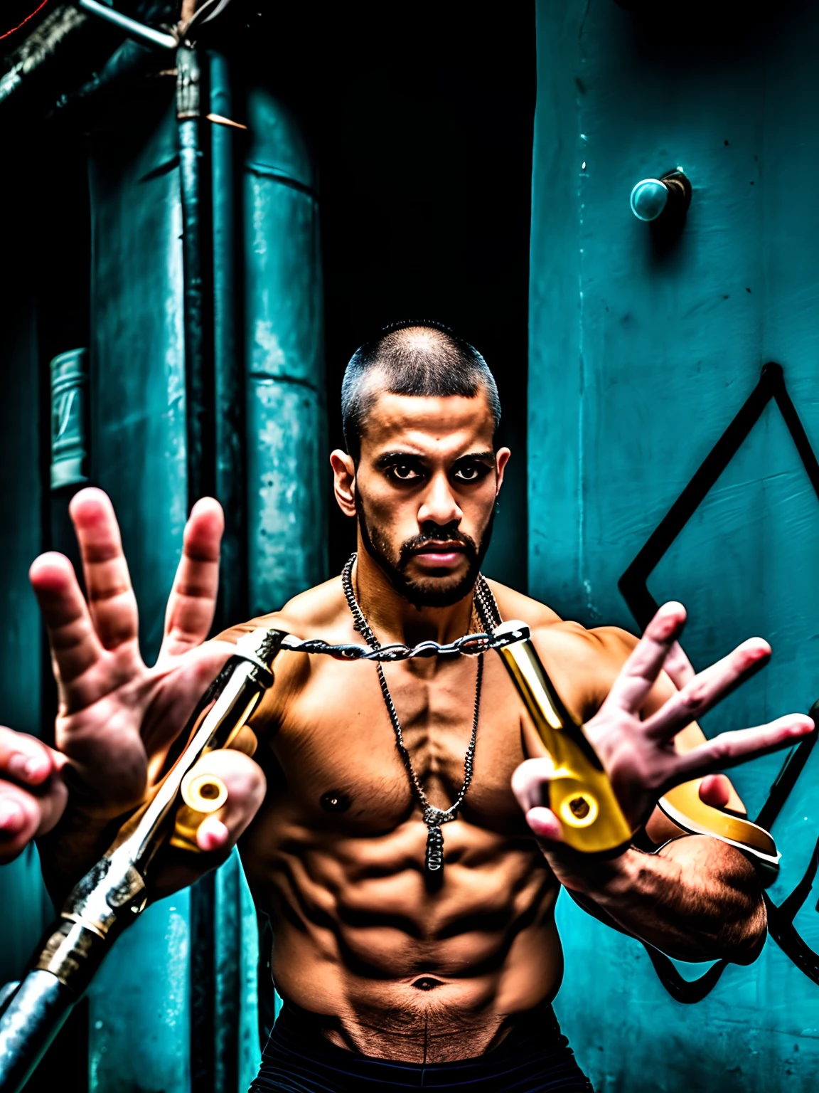 Man with nunchaku in his hands