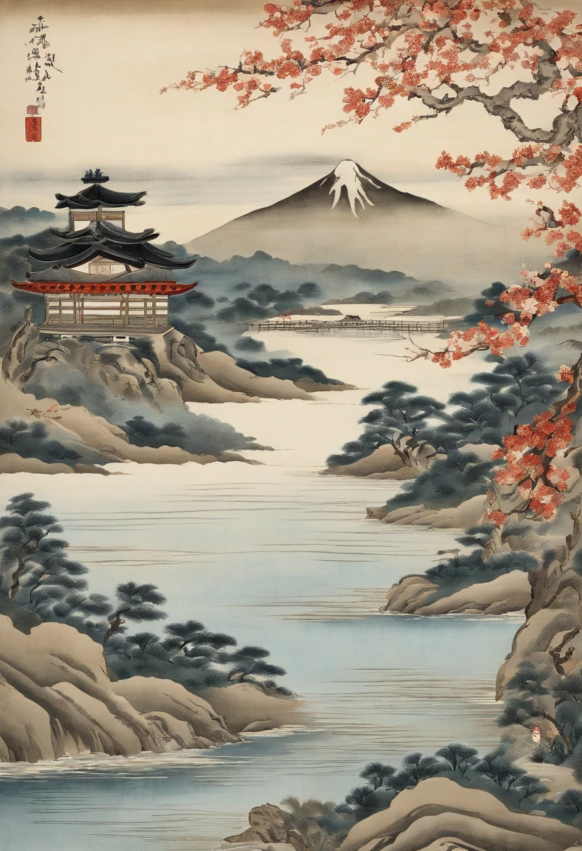 (masutepiece, Stunning mural in the style of Japan ukiyo-e)、 (Meticulously crafted to capture the elegance and simplicity of ukiyo-e aesthetics:1.2), (Female posture and facial expressions reflecting a sense of contemplation and appreciation for the aquatic scene:1.1), (The intricate details of the carp and the delicate depiction of nature、Increases the authenticity of the style:1.1), (The use of muted colors and fine lines、Creates a sense of tranquility and harmony:1.1), (While capturing the essence of the tradition of ukiyo-e、Great attention was paid to depicting scenes of natural beauty:1.1), (A depiction that invites us to an era of Japan artistry and appreciation for nature:1.1), (Images of timeless ukiyo-e prints、An image that encapsulates the ability to evoke a sense of peace and wonder:1.1), (A work immersed in the beauty of the traditional beauty of Japan:1.1), (Embrace the delicate beauty of the scene、An invitation to explore the world through the eyes of ukiyo-e:1.1))