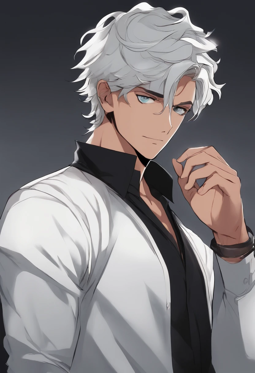 A close up of a person wearing a white shirt and tie - SeaArt AI