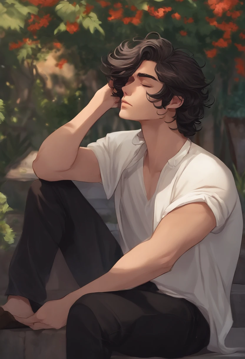 Homem, cabelo escuro,local escuro corpo todo,Cartoon,anime
