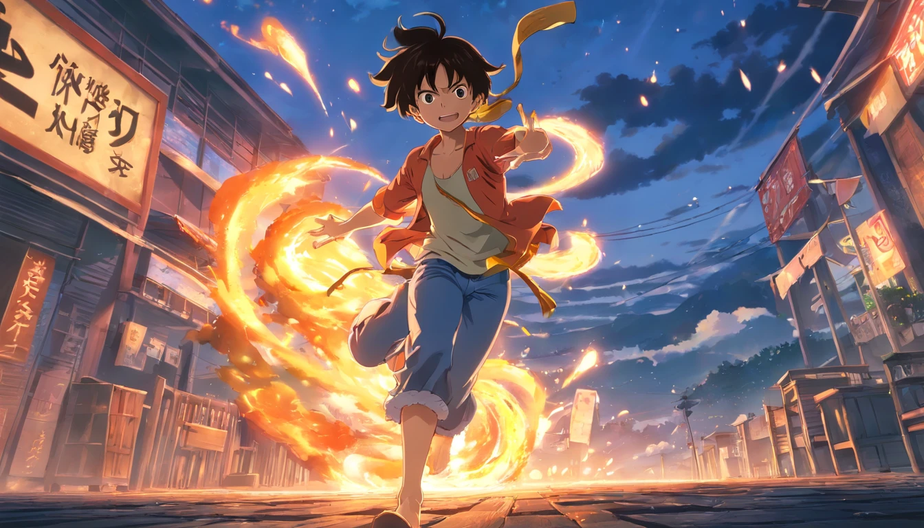 Create an exciting poster with Luffy from "one piece" em um ataque de raiva. Capture the essence of his fiery determination and unyielding spirit as he unleashes his wrath on his enemies. Mantenha-o curto, ousado, e intenso para transmitir o poder bruto da raiva de Luffy., hypnotic, androgynous, fogo no fundo, feixos de luz, fundo preto, tiro no rosto, Cinema4D rendering, profundidade de campo, Cores pretas, classical realism, glow in the dark lighting, hyper realistic, Shadows Dramatic, Estilo filme noir, 4k
