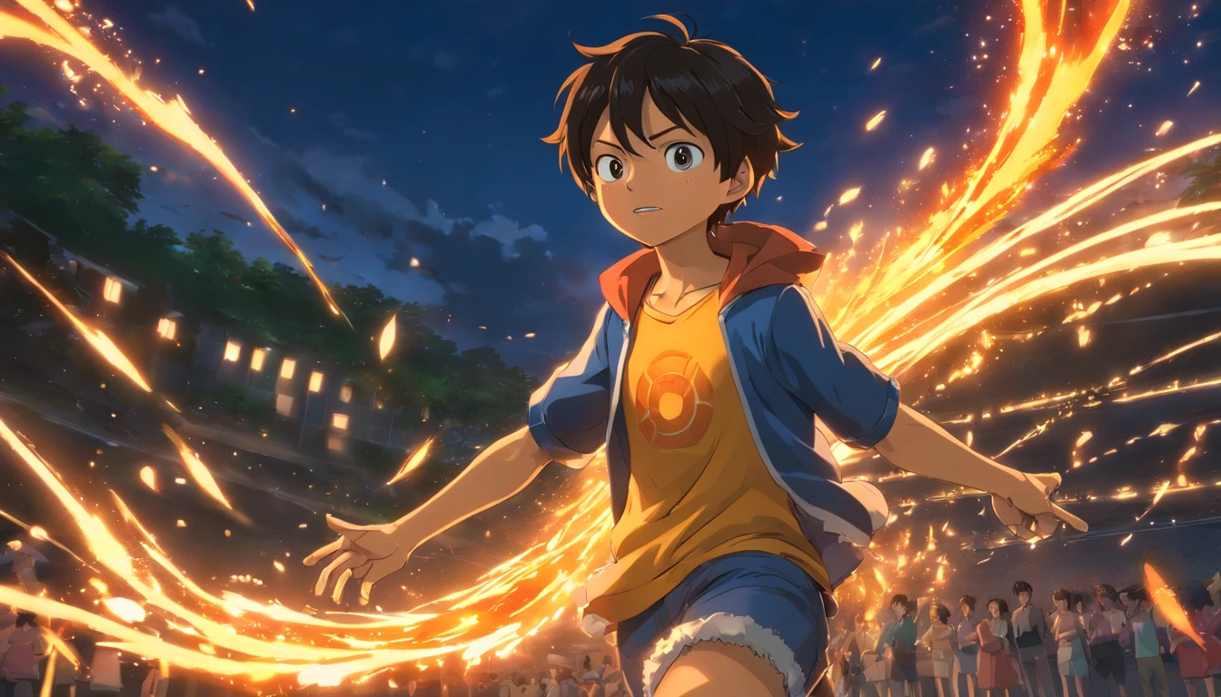 Create an exciting poster with Luffy from "one piece" em um ataque de raiva. Capture the essence of his fiery determination and unyielding spirit as he unleashes his wrath on his enemies. Mantenha-o curto, ousado, e intenso para transmitir o poder bruto da raiva de Luffy., hypnotic, androgynous, fogo no fundo, feixos de luz, fundo preto, tiro no rosto, Cinema4D rendering, profundidade de campo, Cores pretas, classical realism, glow in the dark lighting, hyper realistic, Shadows Dramatic, Estilo filme noir, 4k