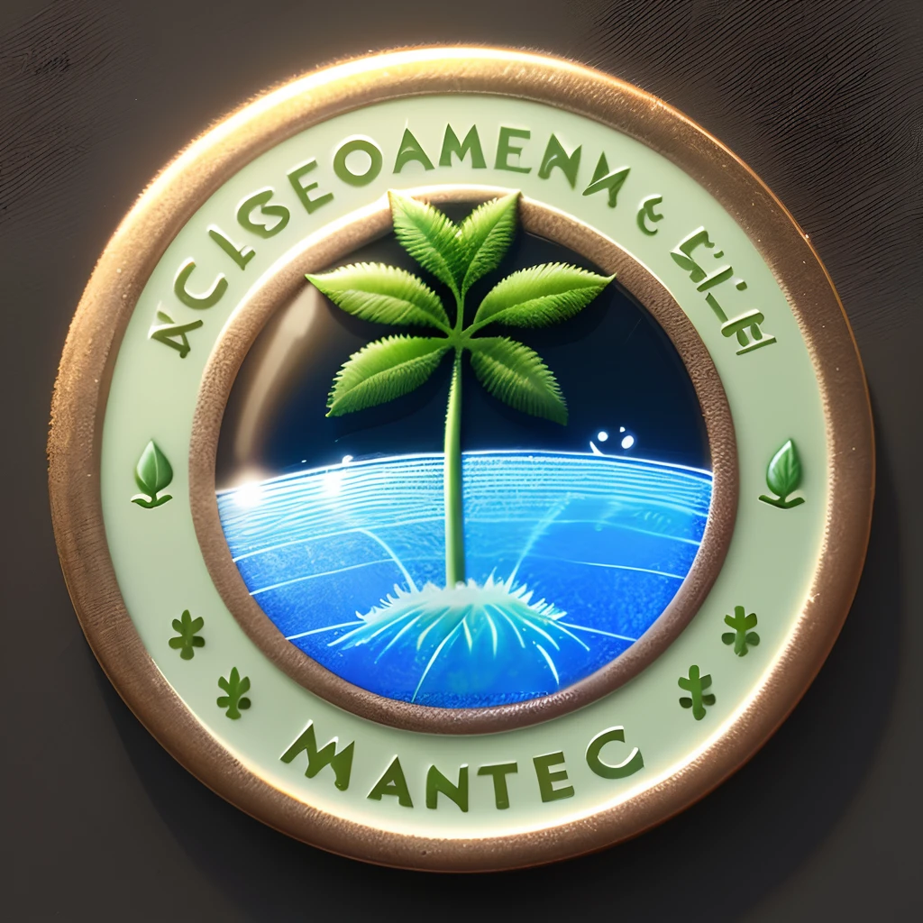 Badge with plant and water elements,Erase the text on the diagram