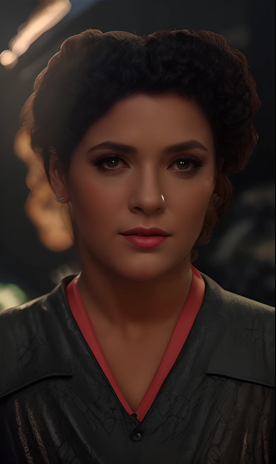 Mulher em foto profissional, Realistic, detalhada, cinematografic, com vestido vermelho