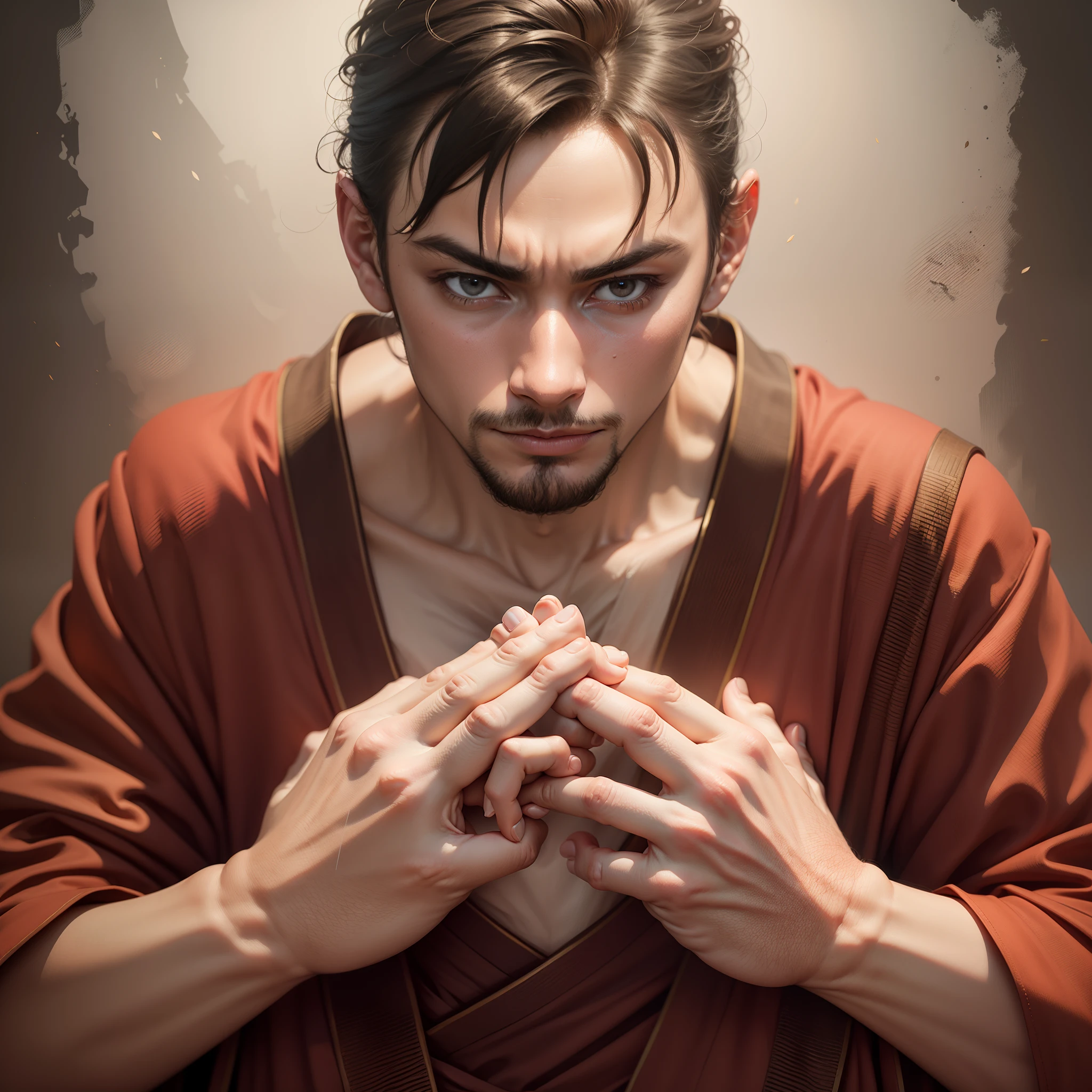 A monk clasped his hands together --auto --s2