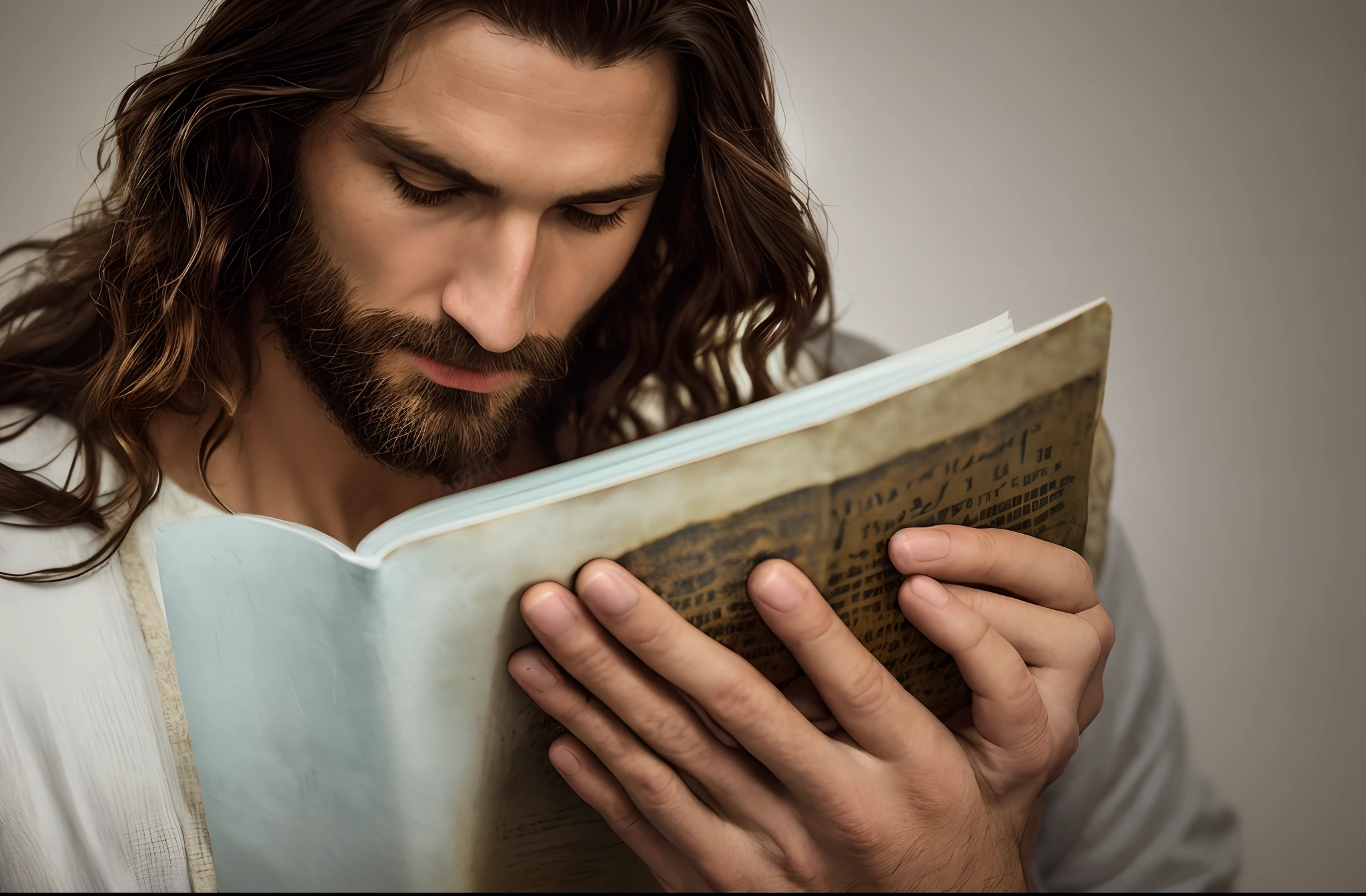 Homem de cabelo comprido lendo um livro em um quarto, Retrato de Jesus Cristo, Jesus Cristo, biblical image, jesus of nazareth, Directed by: Aleksander Gierymski, retrato do livro, leitura, Directed by: Etienne Delessert, Jesus, Jesus Cristo em Mass Effect, Directed by: Jakob Gauermann, Ler um livro, Lendo novo livro, bem editado
