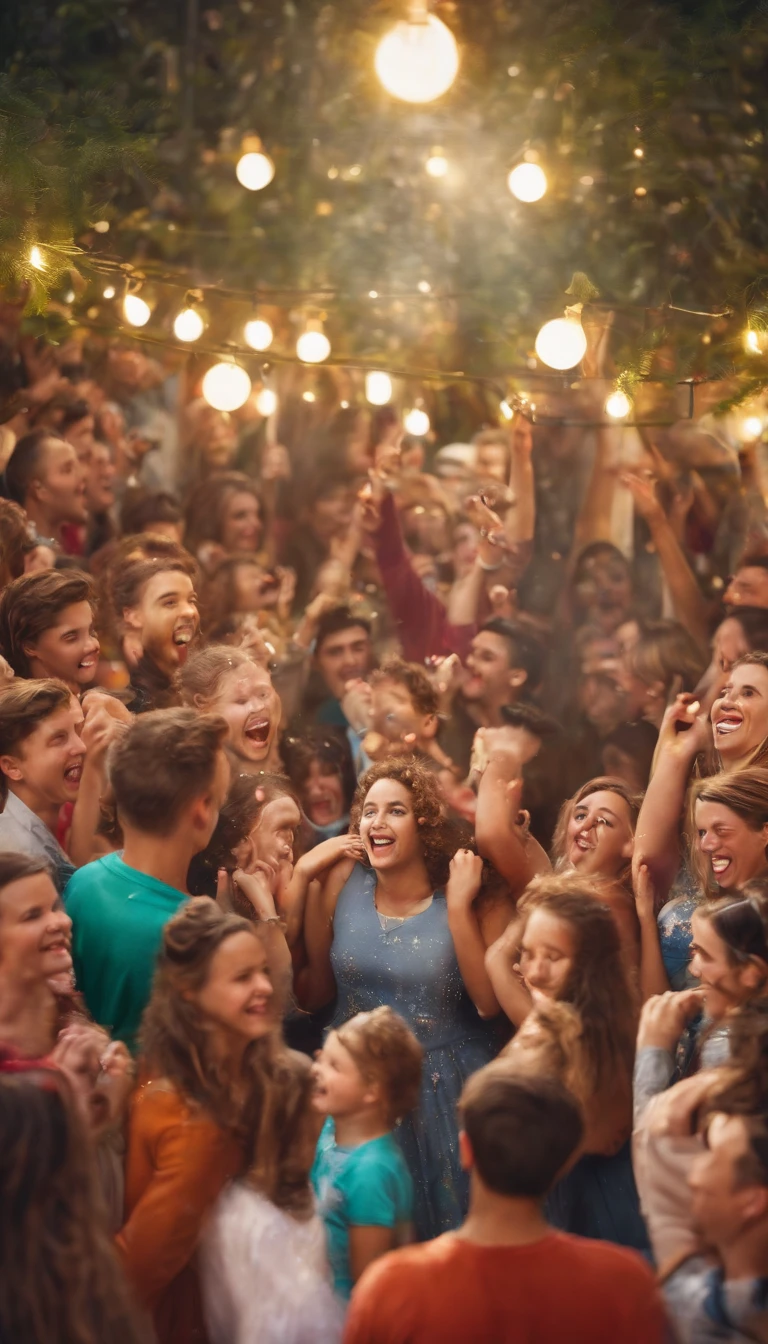 Poster artwork, Teens party, singing, boys and girls, dancing, happy, celebration, disney style, vibrant, dynamic, high resolution, 16k,