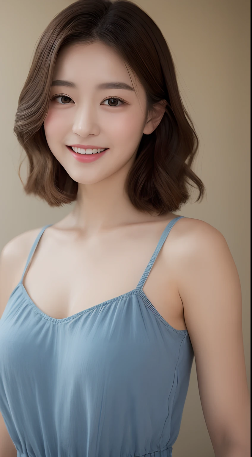 ((Best Quality, 8K, Masterpiece: 1.3)), 1girl, Slim Abs Beauty: 1.3, (Casual hairstyle, Big Breasts: 1.2), Dress: 1.1, Super fine face, Detailed eyes, Double eyelids, smile, Home, Focus