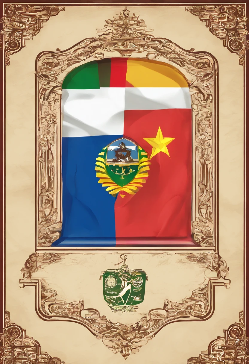 Logo, Single flag divided with the flags of the countries: Brasil, Russia, india, China and South Africa