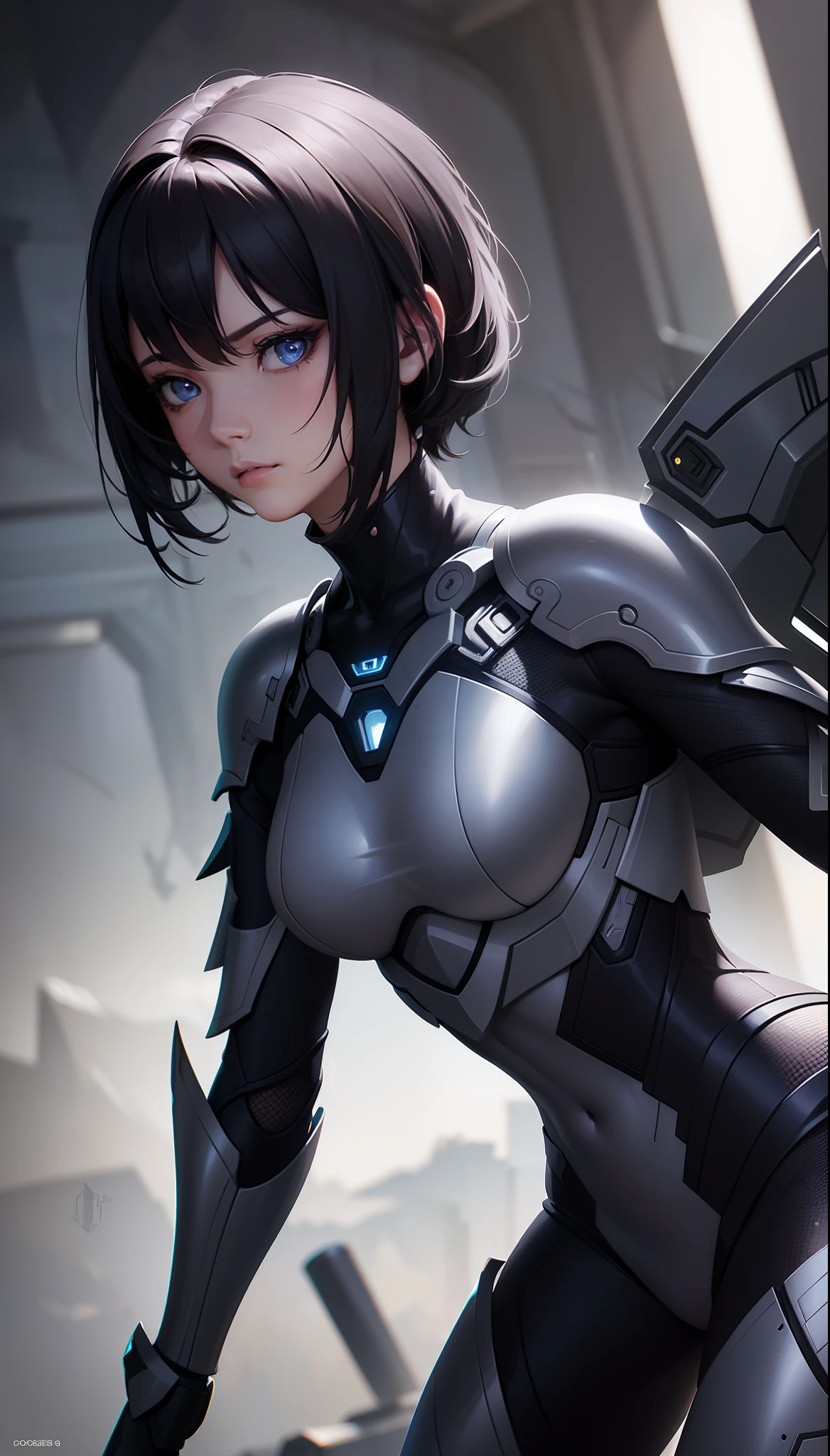 The prompt:
"A girl in a futuristic armor with short hair, (best quality, realistic:1.37) vivid colors, (HDR, sharp focus) medium:concept artists, (ultra-detailed, extreme detail description) beautiful detailed eyes, beautiful detailed lips, (physically-based rendering) ultra-fine painting, (horror) landscape, vibrant color tones, dramatic lighting, (HDR, bokeh) "

The prompt describes a high-quality picture、Realistic graphics，With a futuristic style。One in the picture is dressed in futuristic armor、Girl with short hair。The eyes and lips are depicted in great detail and beautifully，The whole picture is very detailed，Demonstrate physically detailed rendering。The picture adopts ultra-fine painting technology，vibrant with colors，It gives a sensation in front of the eye。The background is a terrifying landscape，The shades are vivid，Dramatic lighting effects and HDR technology are employed，The detail and three-dimensionality of the entire picture are highlighted。By adding the bokeh effect，The picture remains clear at the focal point，Create fantastic depth effects。Such a combination will result in a unique and striking work of art。