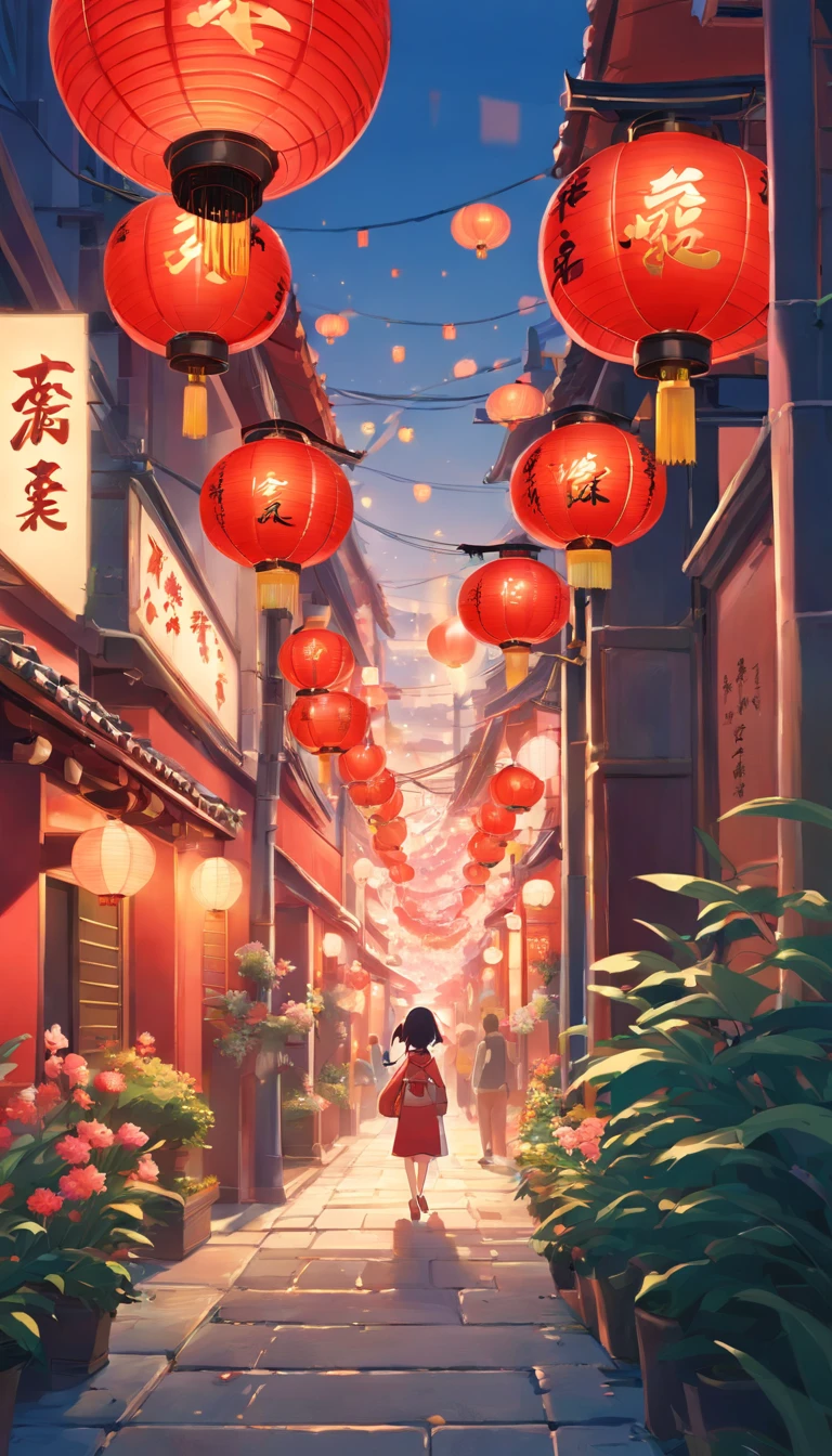 New Year rats, Lunar New Year, spring flowers, Red lanterns, fundo vermelho, Extremely high quality, Full-HD, Close-up, 2023, ..。.3D