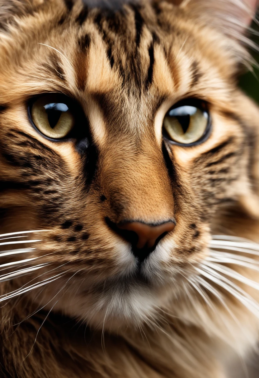 Capture chic and fat tiger cats to produce ultra-high-definition images, Classic Cat Pose. Using advanced macro photography techniques、Highlights the intricate details of the cat's coat, mustaches, And expressive eyes. Place the camera at the cat's eye level, Create an intimate connection between the viewer and the cat subject. Implement a wide aperture for a shallow depth of field, Make the cat stand out clearly against a gently blurred background. Improve lighting to emphasize the texture and contours of the cat's body, Using the software, Remove hard shadows with diffused lighting、Create software, cosy atmosphere. Catch a cat in a relaxed and balanced posture, Show its flexibility and elegance. An experiment to capture moments in natural movement, Stretching, grooming, etc., To convey a sense of authenticity. Implement post-processing techniques to improve image clarity, contrast, and color balance, Ensure every aspect, From the cat's intricate patterns to its intense gaze, Rendered in stunning detail. It is the last, convey the gentle beauty and innate grace of the cat,, Capture fleeting moments celebrating the unique essence of a cat's curiosity and calmness.