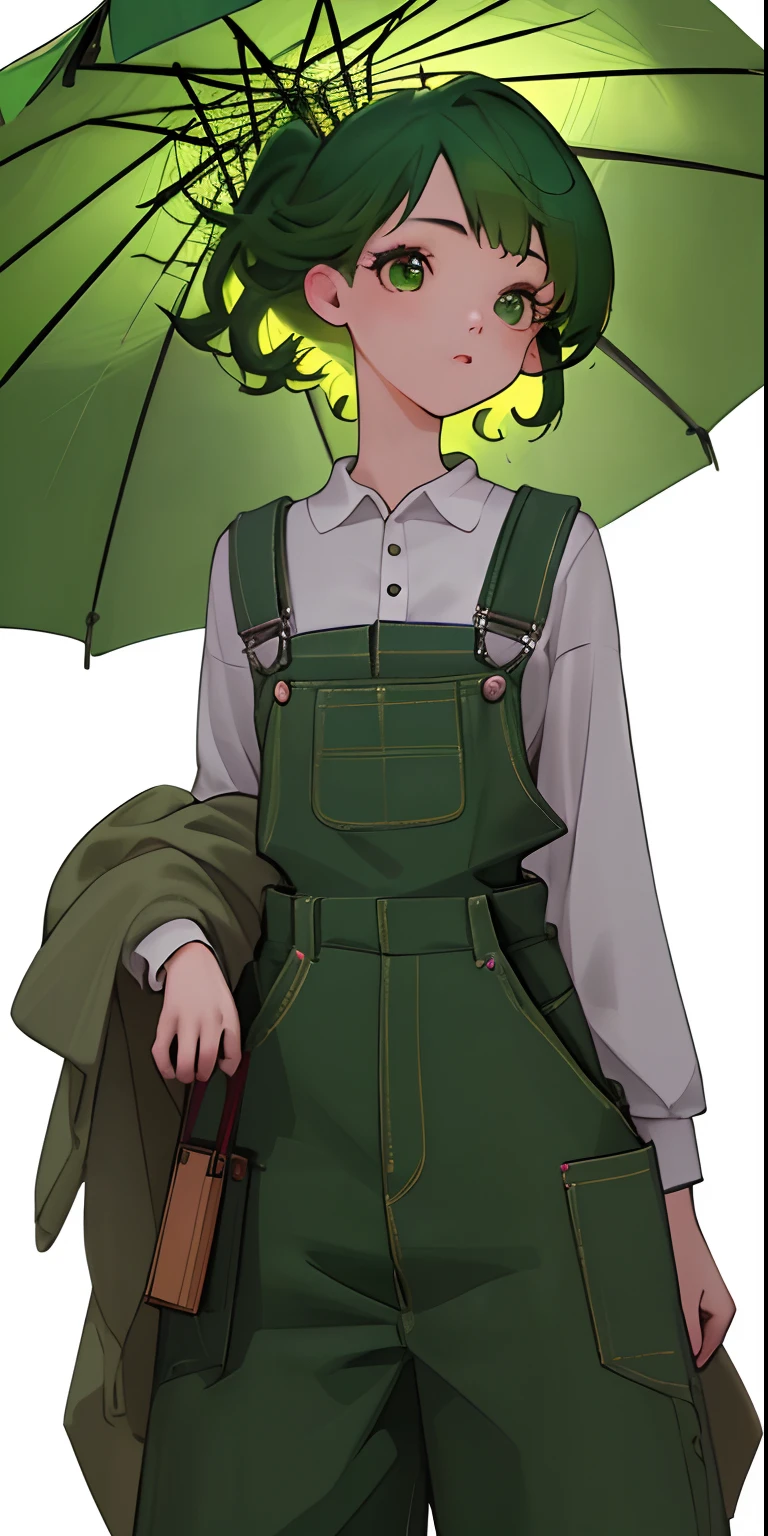 Zundamon, extremely detailed CG unified 8k wallpaper, very fine 8KCG wallpaper, absurderes，Lori ，Best Quality ，ultra-detailliert ，Beautiful face ，​masterpiece、Show from head to waist、a girl is standing、top-quality(​masterpiece), top-quality, 1girl in, green colored hair、Two-side-up、Green overalls、green colored eyes、kawaii