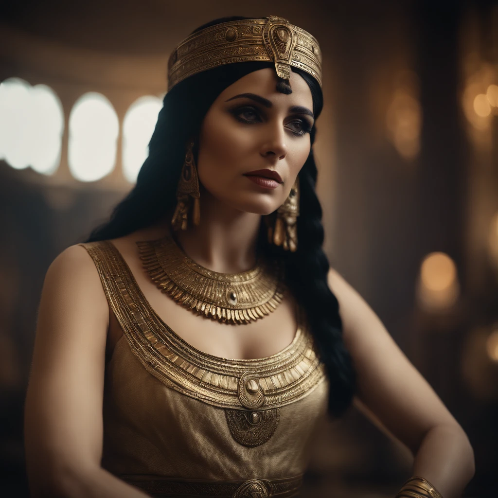 An ultra realistic photo showing of Cleopatra - one with white skin and European features
