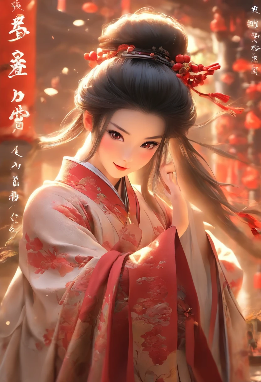 Hyper-realistic photoshoots,a beauti,Delicate facial features,Detailed black eyes,Fair and delicate skin,Authentic skin texture,She has long black hair,The body is curvy,Crotch width,Dance in a long red hanfu,dynamicposes,The barefoot,Dingdall effect,Volumetriclighting,inside in room,palaces,Chinese ancient style,ancient buildings of China,luz de velas,the night,Master masterpieces,hyper HD,32K,超高分辨率,
