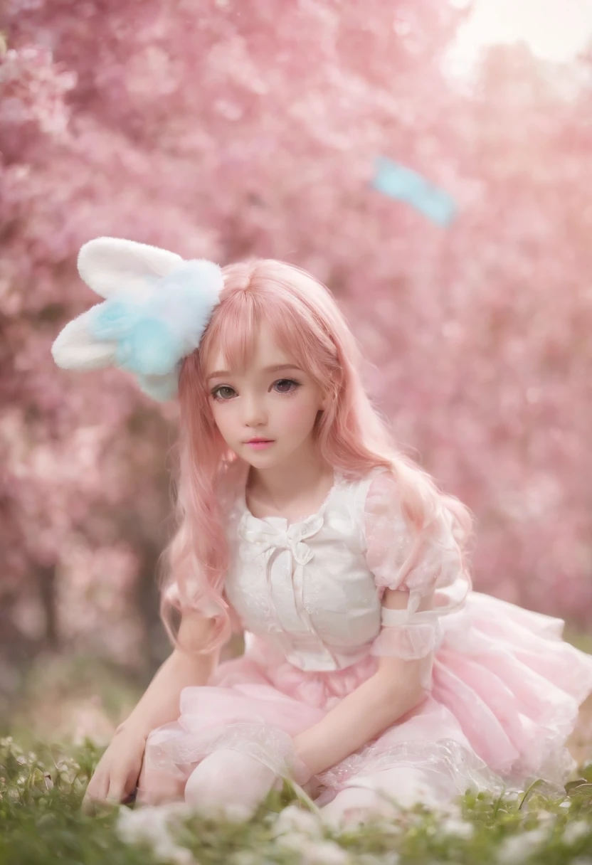 Close-up of a young girl sitting on the floor,Super realistic sweet bunny girl,very beautiful cute catgirl,cute kawaii girls,pink two-tailed hair and cyan eyes,belle delphine,Perfect robot girl family,Anime girl role play,lifting up skirt,The legs are wide and wide open,facing to audience,Genital leakage dripping with milky liquid,cute beautiful,beautiful lovely,Cute anime girls,anime barbie doll,small loli girl,Anime girl in real life