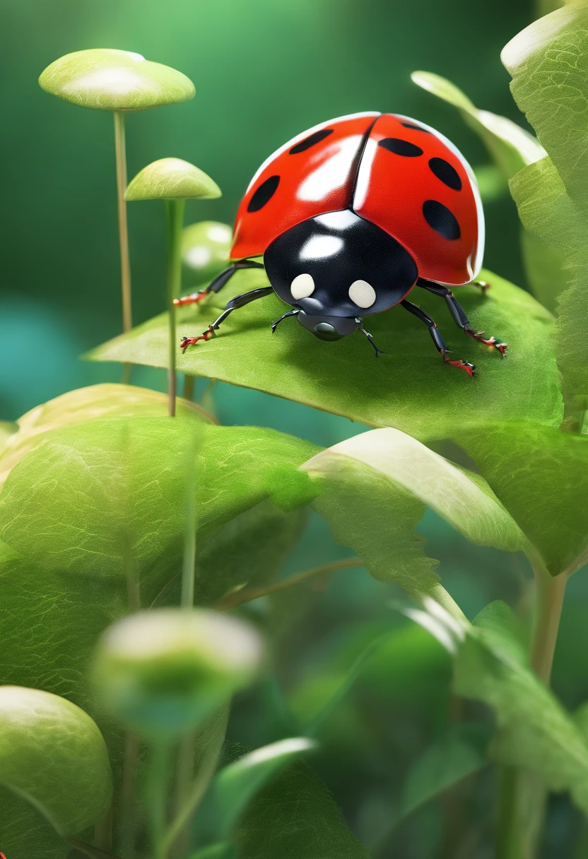 curious ladybug in the forest in 3d drawing