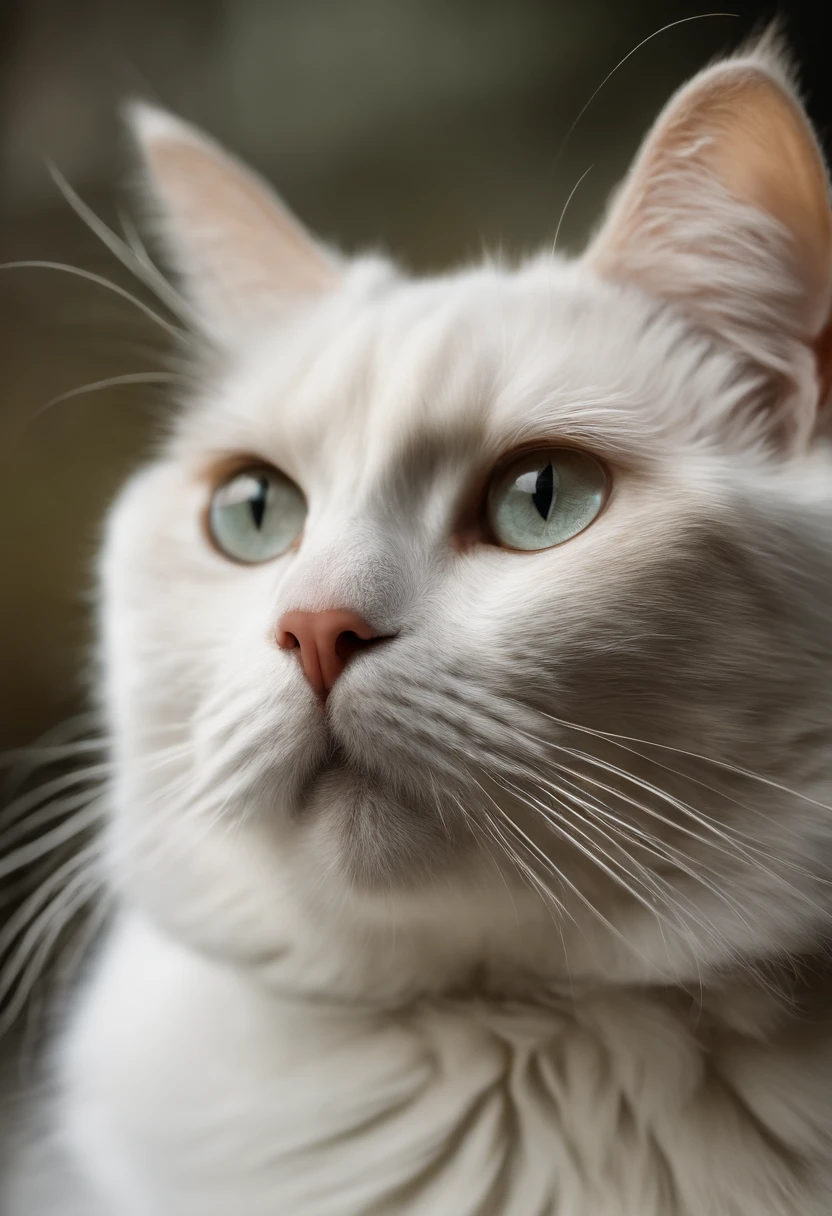 Capture chic and fat white cats to produce ultra-high-definition images, Classic Cat Pose. Using advanced macro photography techniques、Highlights the intricate details of the cat's coat, mustaches, And expressive eyes. Place the camera at the cat's eye level, Create an intimate connection between the viewer and the cat subject. Implement a wide aperture for a shallow depth of field, Make the cat stand out clearly against a gently blurred background. Improve lighting to emphasize the texture and contours of the cat's body, Using the software, Remove hard shadows with diffused lighting、Create software, cosy atmosphere. Catch a cat in a relaxed and balanced posture, Show its flexibility and elegance. An experiment to capture moments in natural movement, Stretching, grooming, etc., To convey a sense of authenticity. Implement post-processing techniques to improve image clarity, contrast, and color balance, Ensure every aspect, From the cat's intricate patterns to its intense gaze, Rendered in stunning detail. It is the last, convey the gentle beauty and innate grace of the cat,, Capture fleeting moments celebrating the unique essence of a cat's curiosity and calmness.