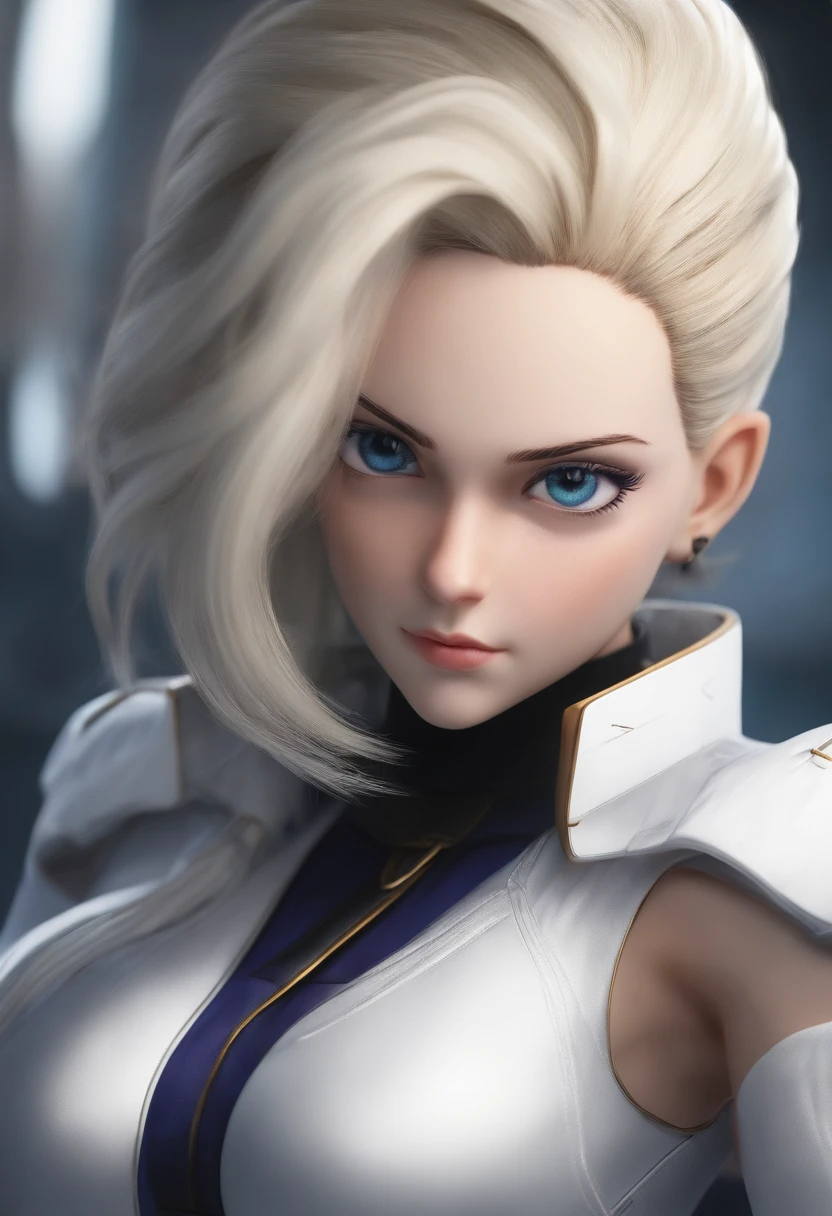 Android 18, white hair,masterpiece,looking at viewer,8k