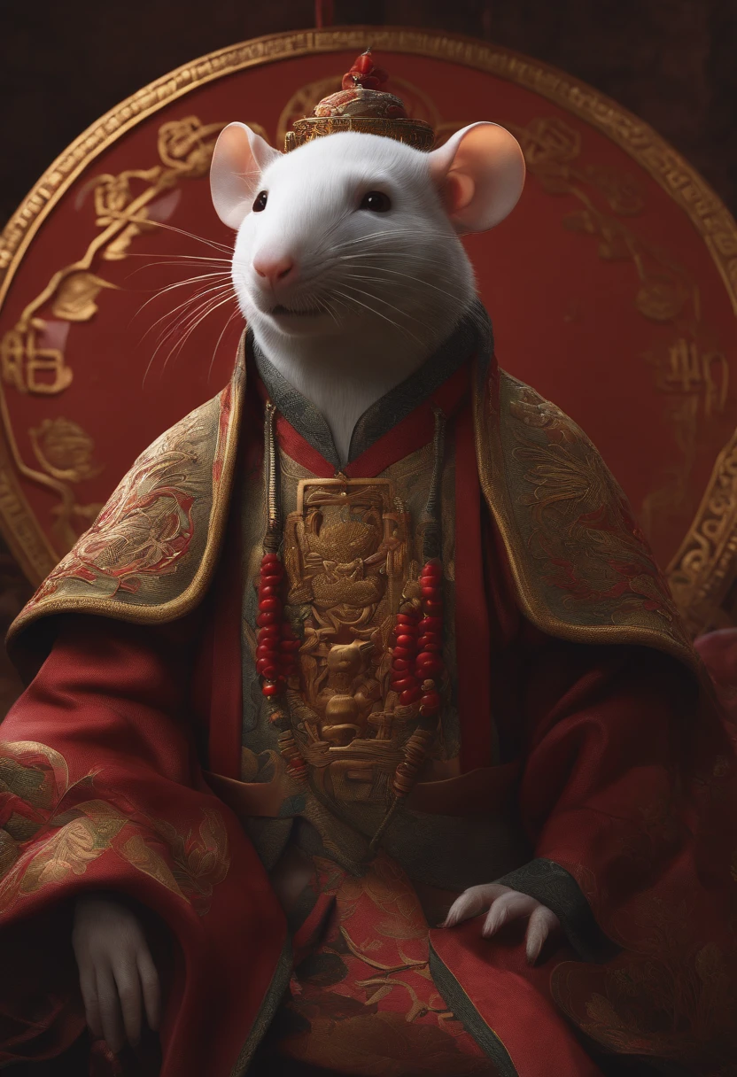 Anthropomorphic rat zodiac,Fine portrait,Traditional Chinese clothing,Chinese style,3Drenderingof,blindbox,Zbrush engraving,unreal-engine,studio lit,Complex clothing,Complex art