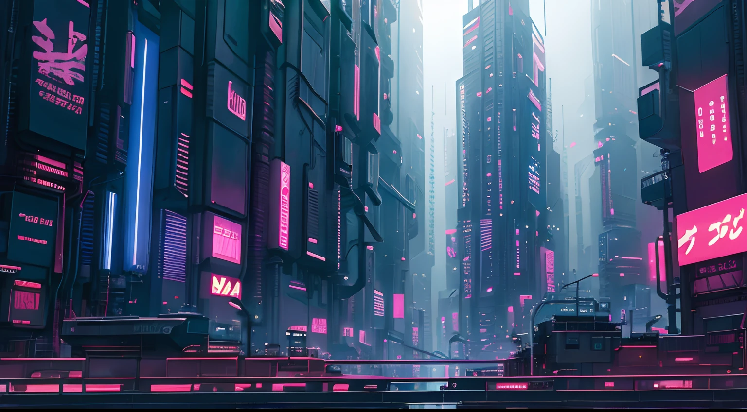 Pictures of cyberpunk cityscapes, Cyberpunk urban landscape environment, Anime style, professional art, Perfect composition, 8K, Beautiful, Convoluted, Details