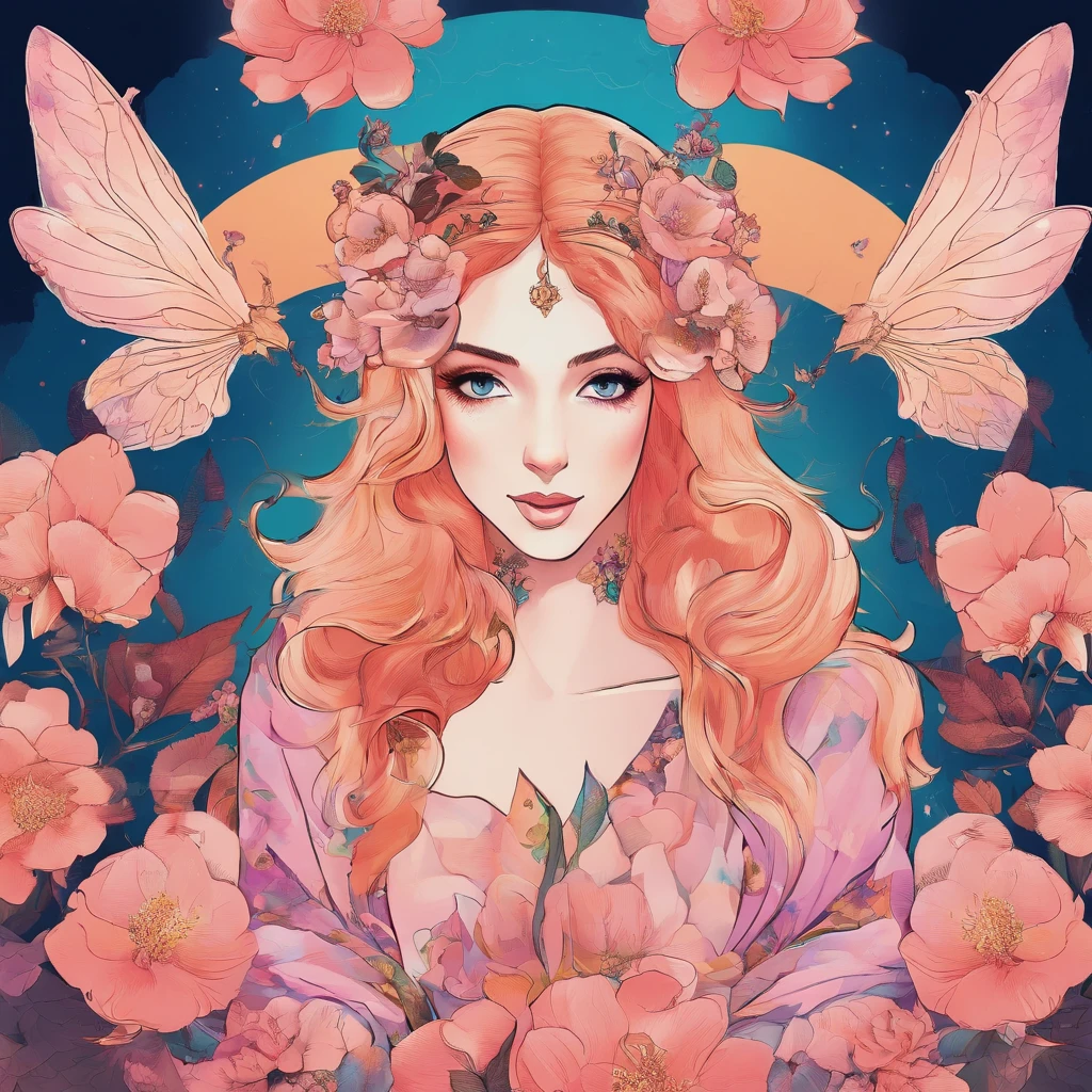 Photo of a fairy with a rose in her hands,Transparent and lightweight wings like cicada wings,Oil Tea Skin,Classic garden in voting style,Aerial view,Concept art,skyporn,Study of the Flower Fairy, fairy aesthetics, space flower fairy, faerie, portrait of fairy, portrait of fairy, smiling as a queen of fairies, queen of the fairies, beautiful fairies, the non-binary deity of spring, Fairy queen, elf girl wearing an flower suit, fairylike,Peach Blossom, cherry blossom, orchids, hyacinth, Plum Blossom, Rose