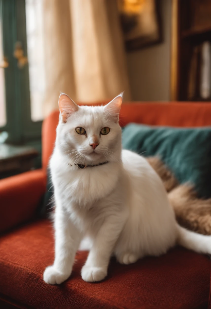 a cute cat in the living room