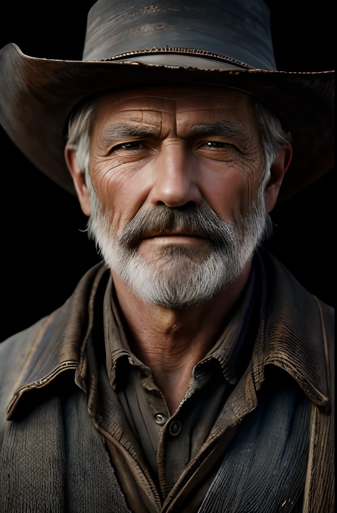 a portrait of an old coal miner in 19th century, beautiful painting with highly detailed face by greg rutkowski and magali villanueve, in the wild west, outside photography, 8k