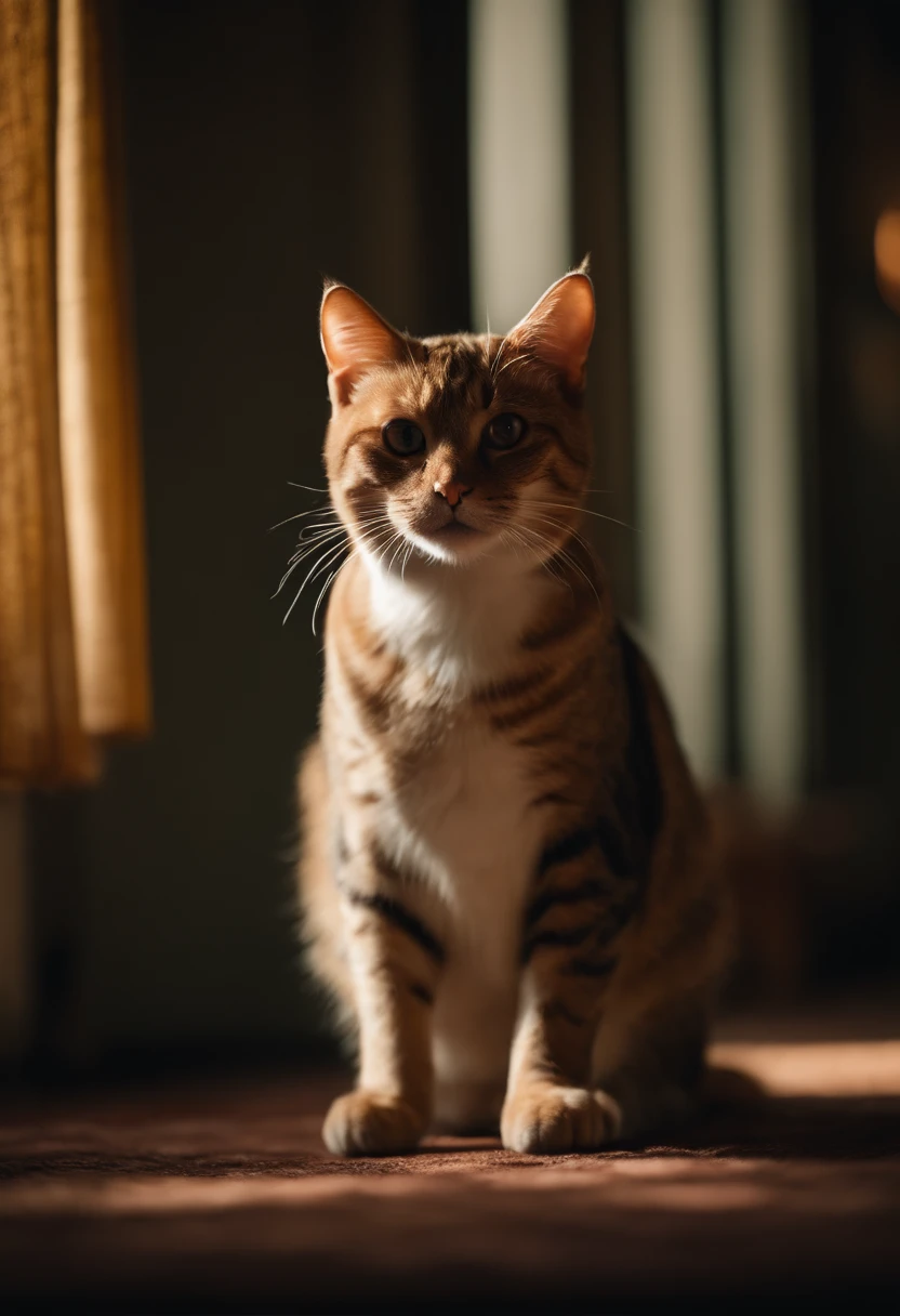 um gato bonito na sala de estar