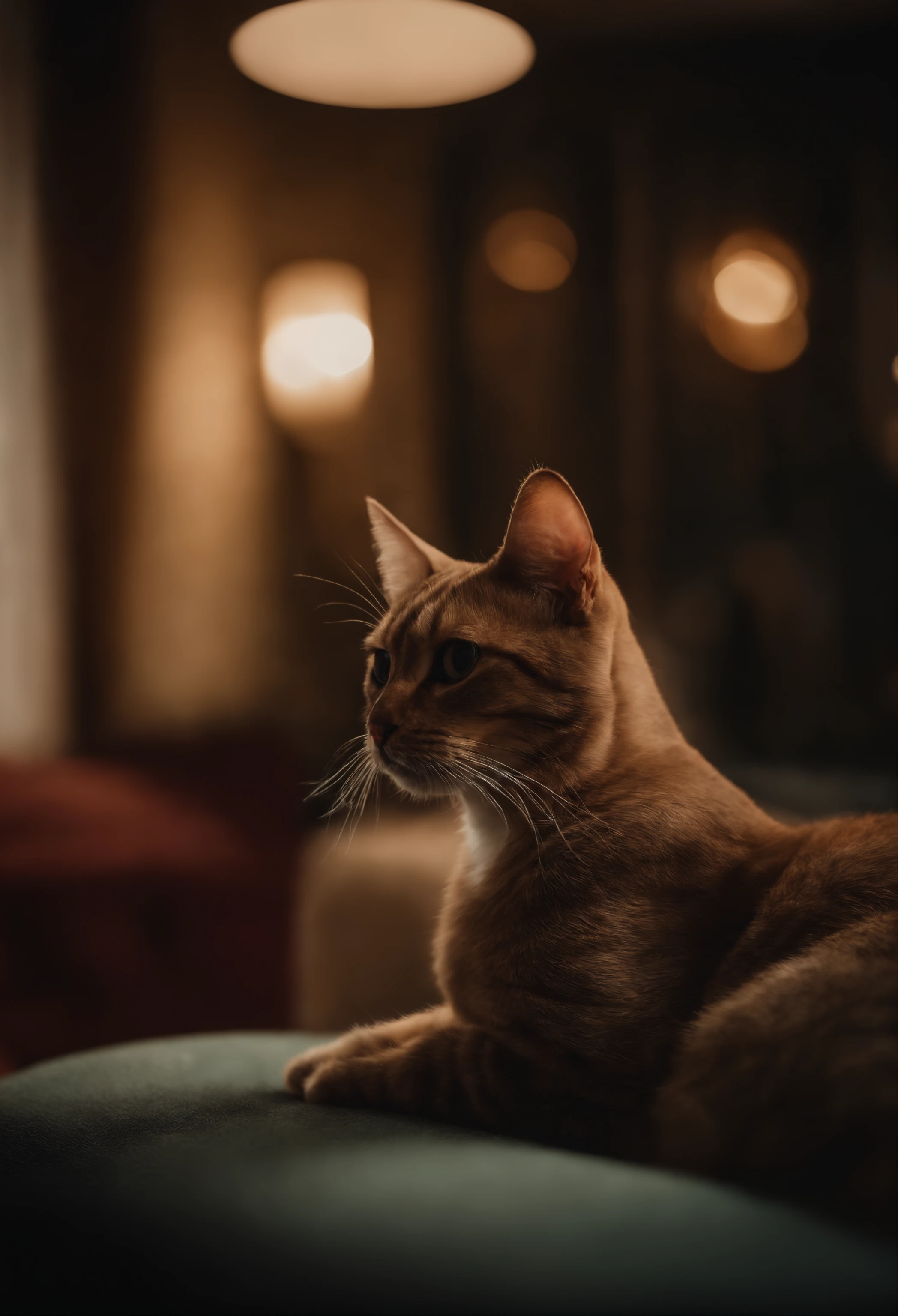 um gato bonito na sala de estar