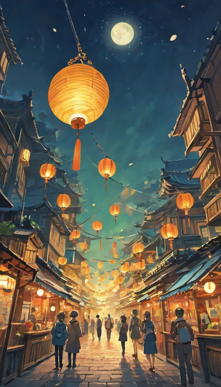 Zodiac rats,On a peaceful autumn night,A bright full moon hangs high in the clear blue night sky,A little star shines。In a beautiful square full of osmanthus flowers,As if waiting for an important moment。 Traditional celebratory installations are arranged in the square,Bamboo lanterns and art installations dot the entire environment,Add a mysterious atmosphere to the festival。The stalls are filled with mooncakes of various flavors,Exudes an enticing aroma,People waiting to taste。and as night falls,The lights gradually come on,It adds a unique color to the square。 In the night sky,Gorgeous fireworks bloom,Bring the whole celebration to a climax,People look up at the sky,Cheers celebrate the Mid-Autumn Festival。The moment is filled with tradition and a spirit of celebration,Present unforgettable artistic pictures。