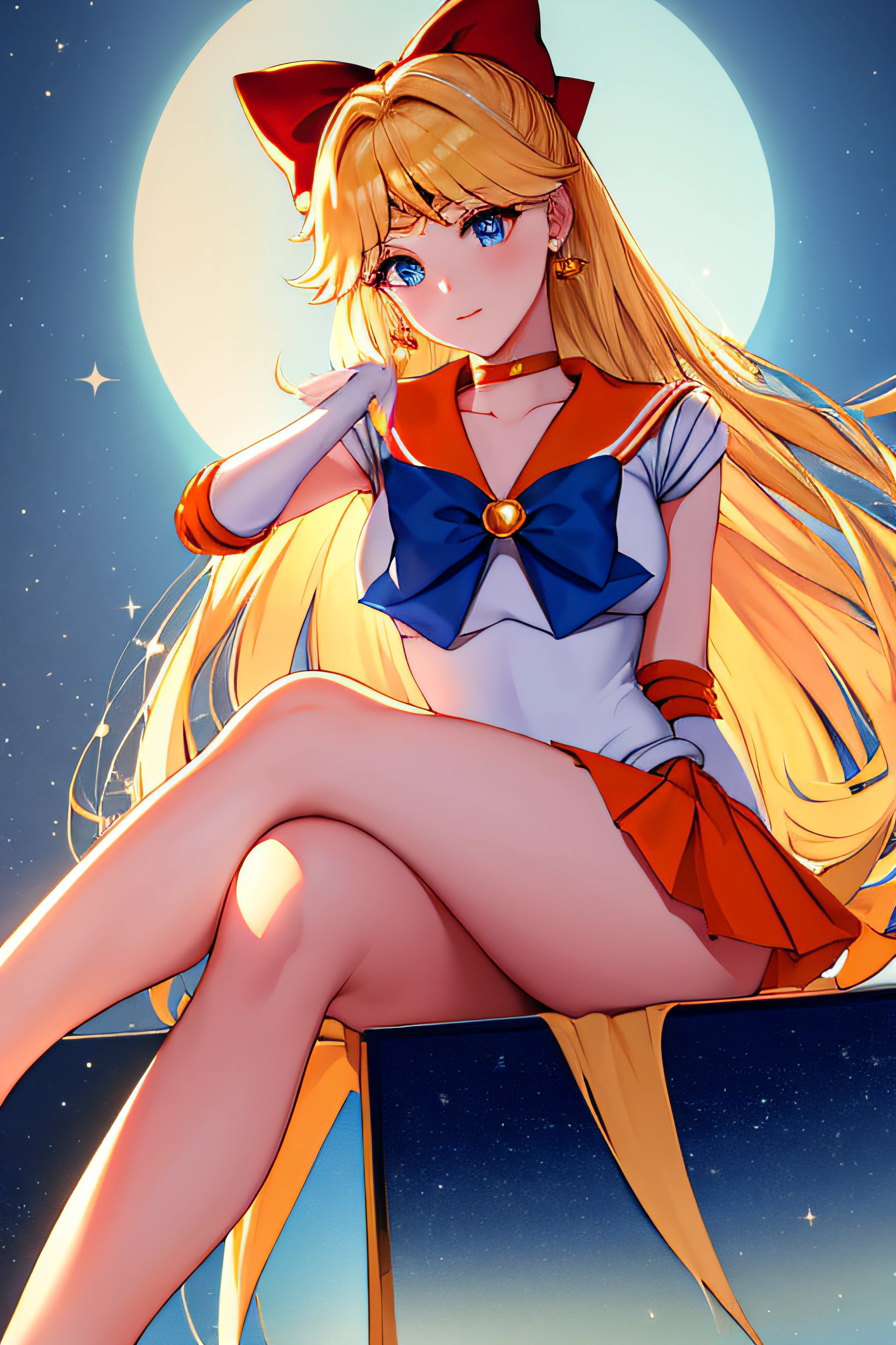 (masterpiece, best quality:1.2), Sailor Moon,1 girl, alone,blonde hair,long hair,jewelry,whole body,double tail,White gloves