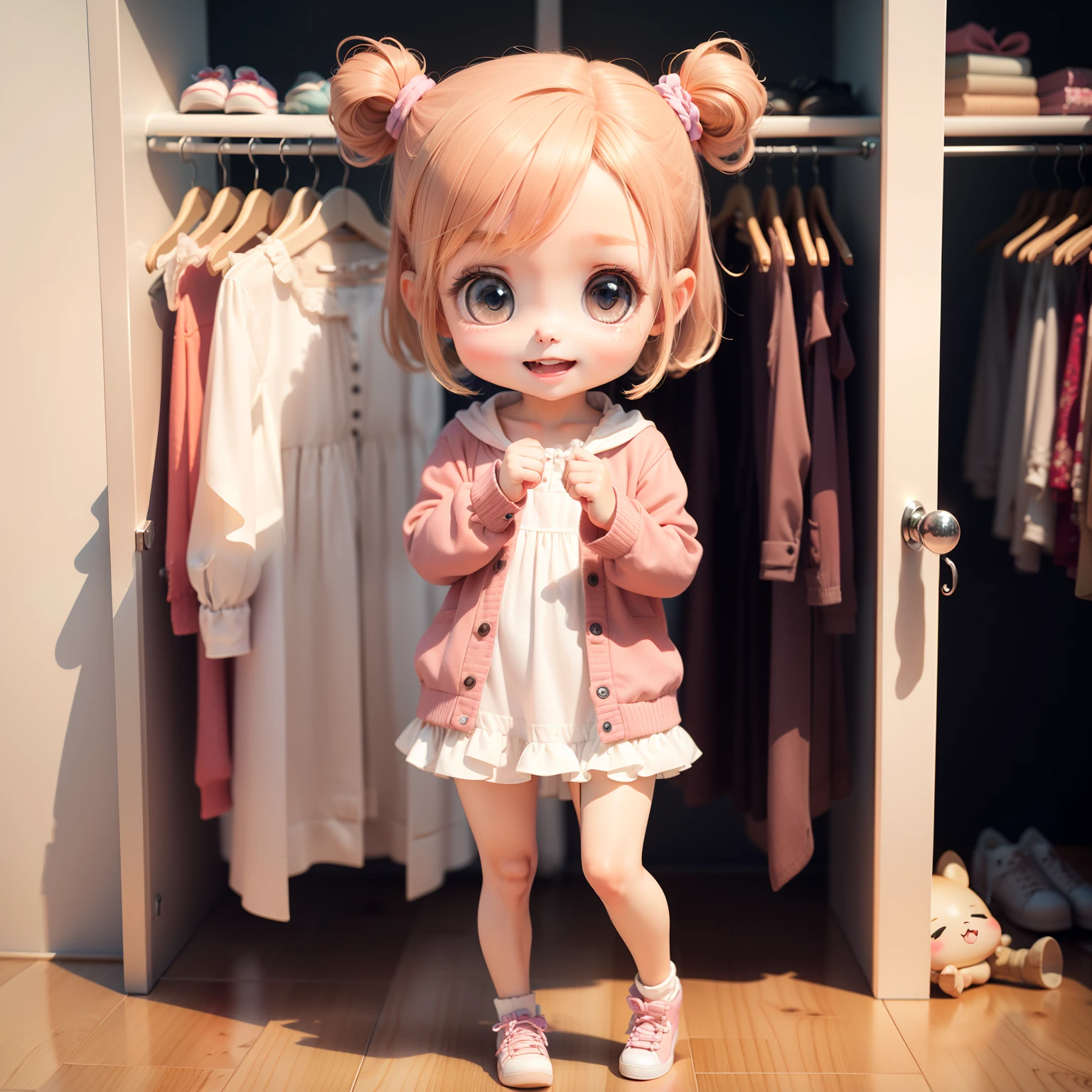 fluffly (chibi) princess in the rainbow candy shop, Highly detailed high contrast HD masterpiece of the best quality in high resolution