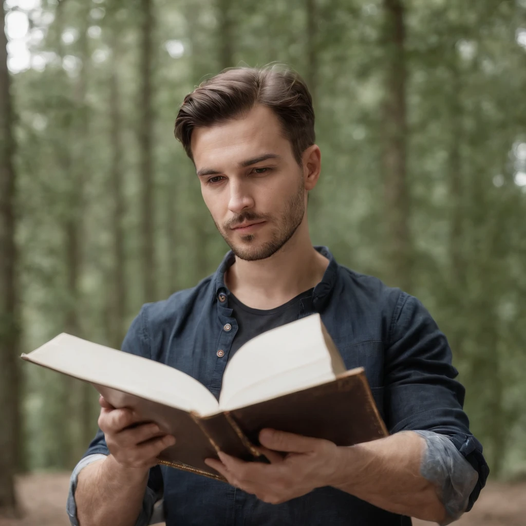 homem, with a diary in hand, olhando para frente, retrato,