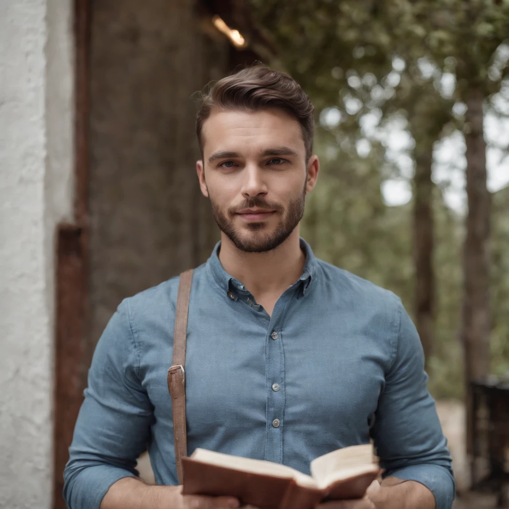 homem, with a diary in hand, olhando para frente, retrato,