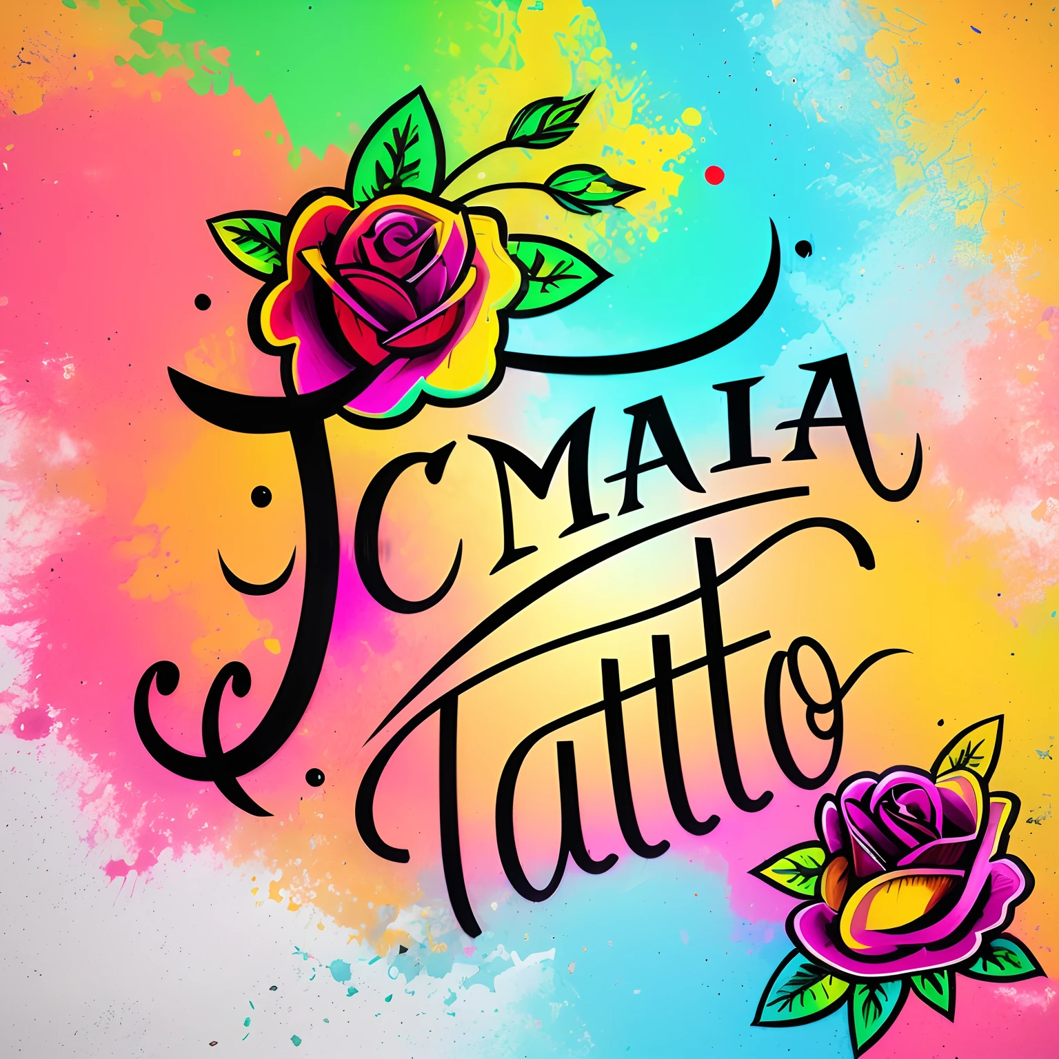 Unique style, rosas em uma LOGO, cores vibrantes, 4K, Arte exclusiva, graffiti