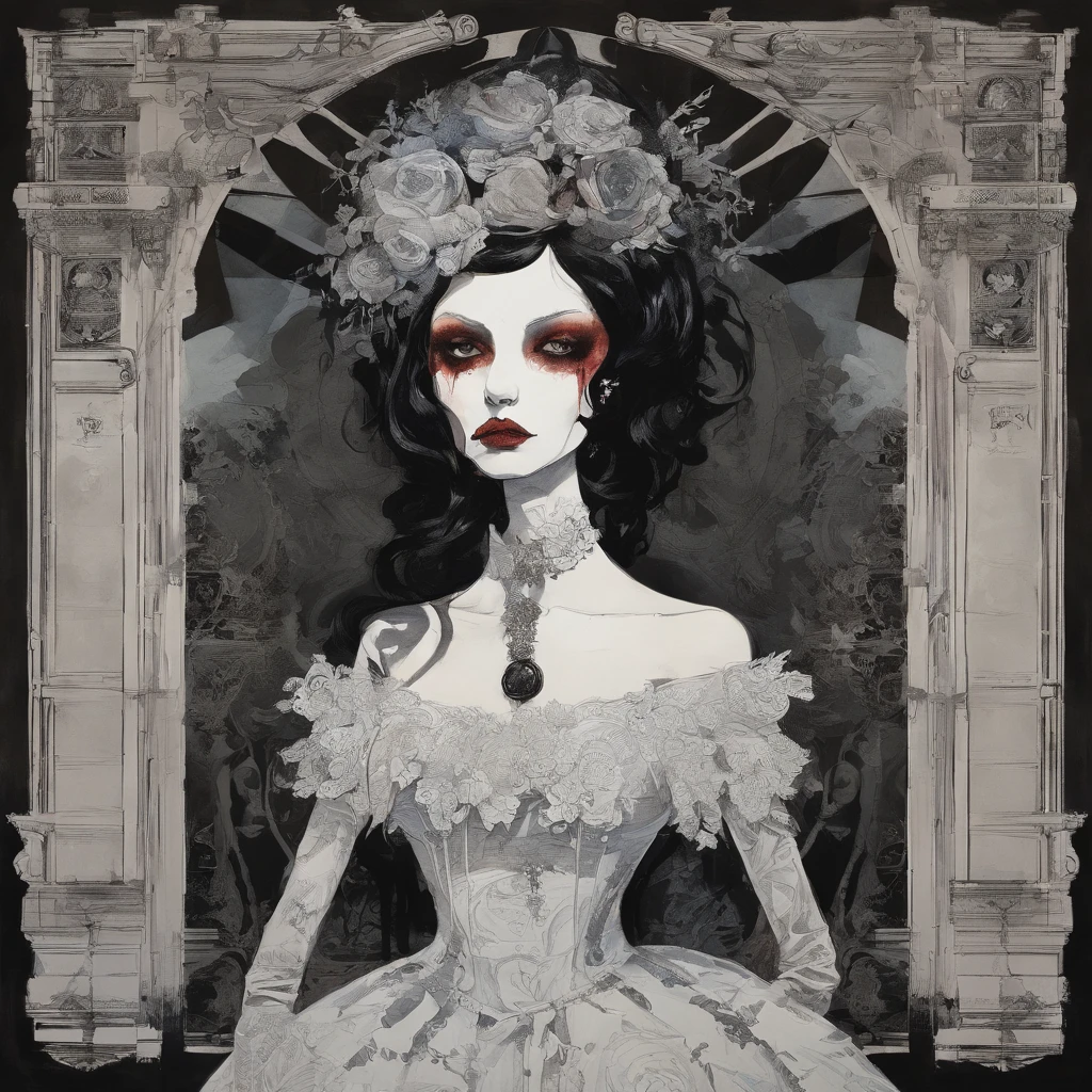 doll. in the style of adrian ghenie, esao andrews, jenny saville, edward hopper, surrealism, dark art by james jean, Takato Yamamoto, Inkpunk minimalism. In the style of Tim Burton. In Adams home style. In the style Corpse Bride.