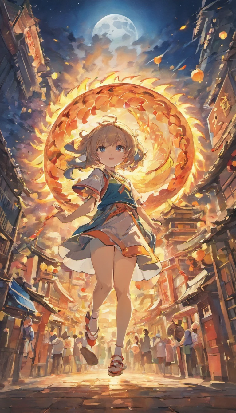 Mid-Autumn Festival、full moon、chinesedragon,critters,themoon,As estrelas,Mooncake stalls、The lights will be lit、fire works、tradit、celebrating、enviroment、Plaza、Bamboo lanterns、the night、celebrating、Artistically、device、decor、resource,high definition resolution