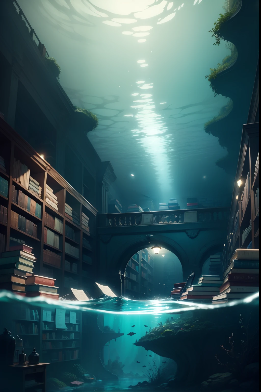 Submerged bookstore