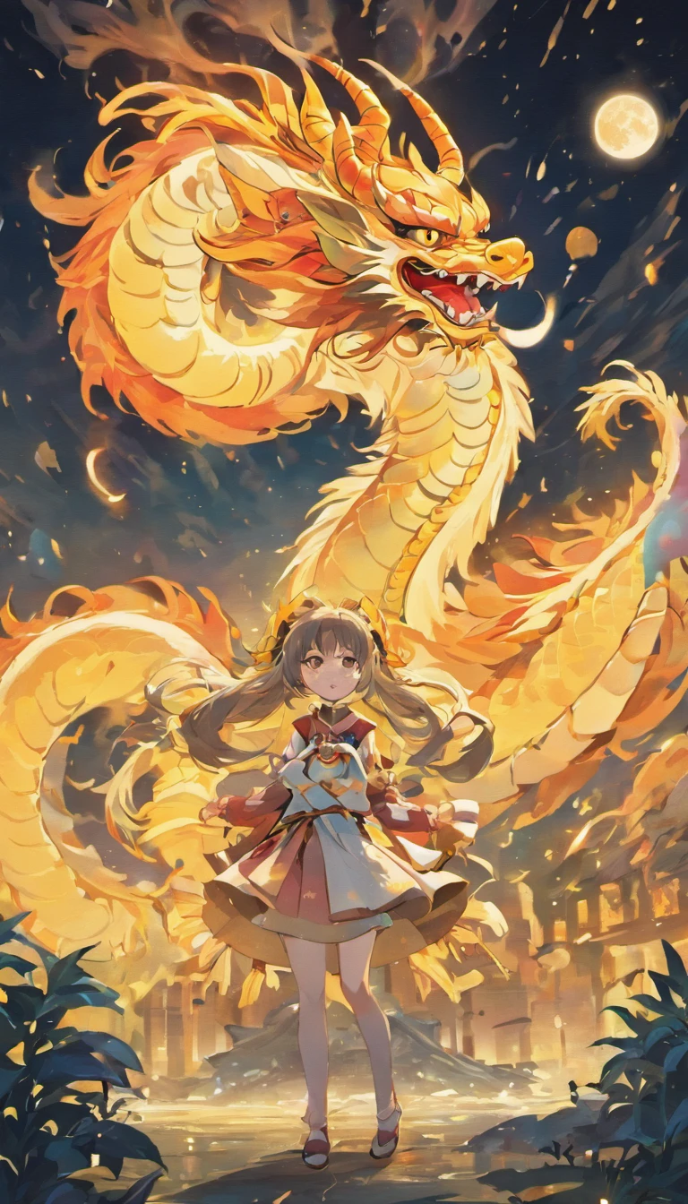 Mid-Autumn Festival、full moon、A Chinese dragon is in the sky,themoon,As estrelas,Mooncake stalls、The lights will be lit、fire works、tradit、celebrating、enviroment、Plaza、Bamboo lanterns、the night、celebrating、Artistically、device、decor、resource,high definition resolution