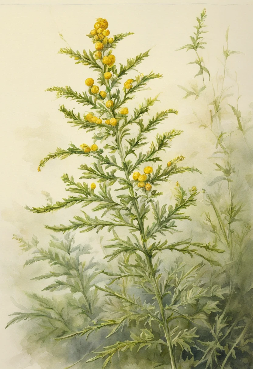 Henan wormwood planting,Grow wormwood everywhere,linear illustrations,Young thin gold thread,reasonable design, Clear lines, High- sharpness,Best quality, The is very detailed, tmasterpiece, offcial art, movie light effect, 4K